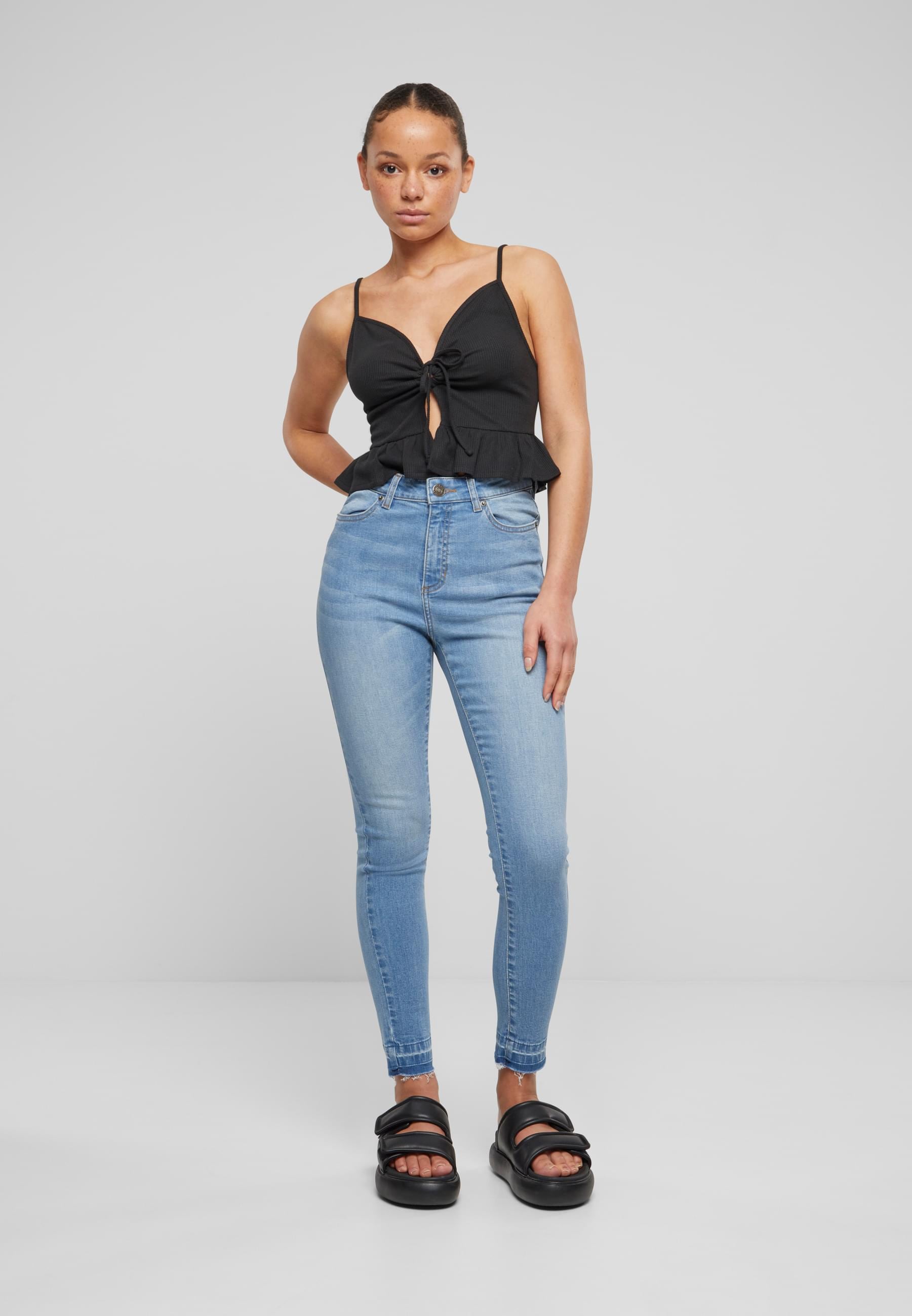URBAN CLASSICS Bügelloser BH »Urban Classics Damen Ladies Waffle Pique Ruffle Top«
