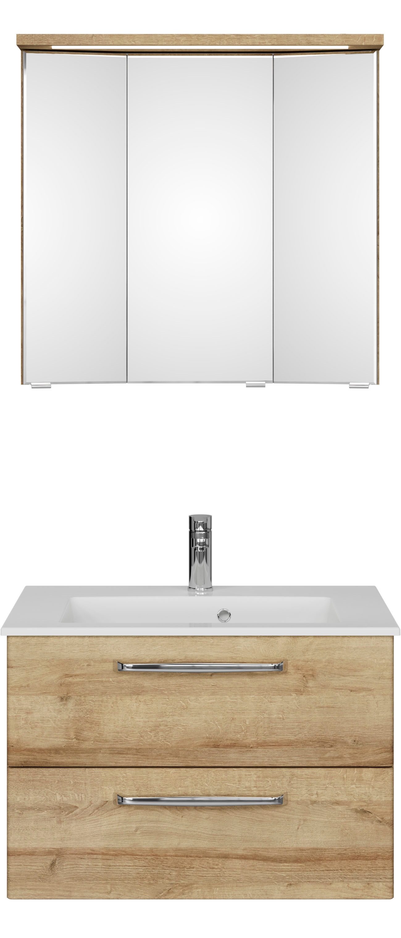 Thumbnail - Saphir Badmöbel-Set "Trentino 2-teilig Mineralmarmor-Waschtisch mit LED-Spiegelschrank" 3 Stk. tlg.