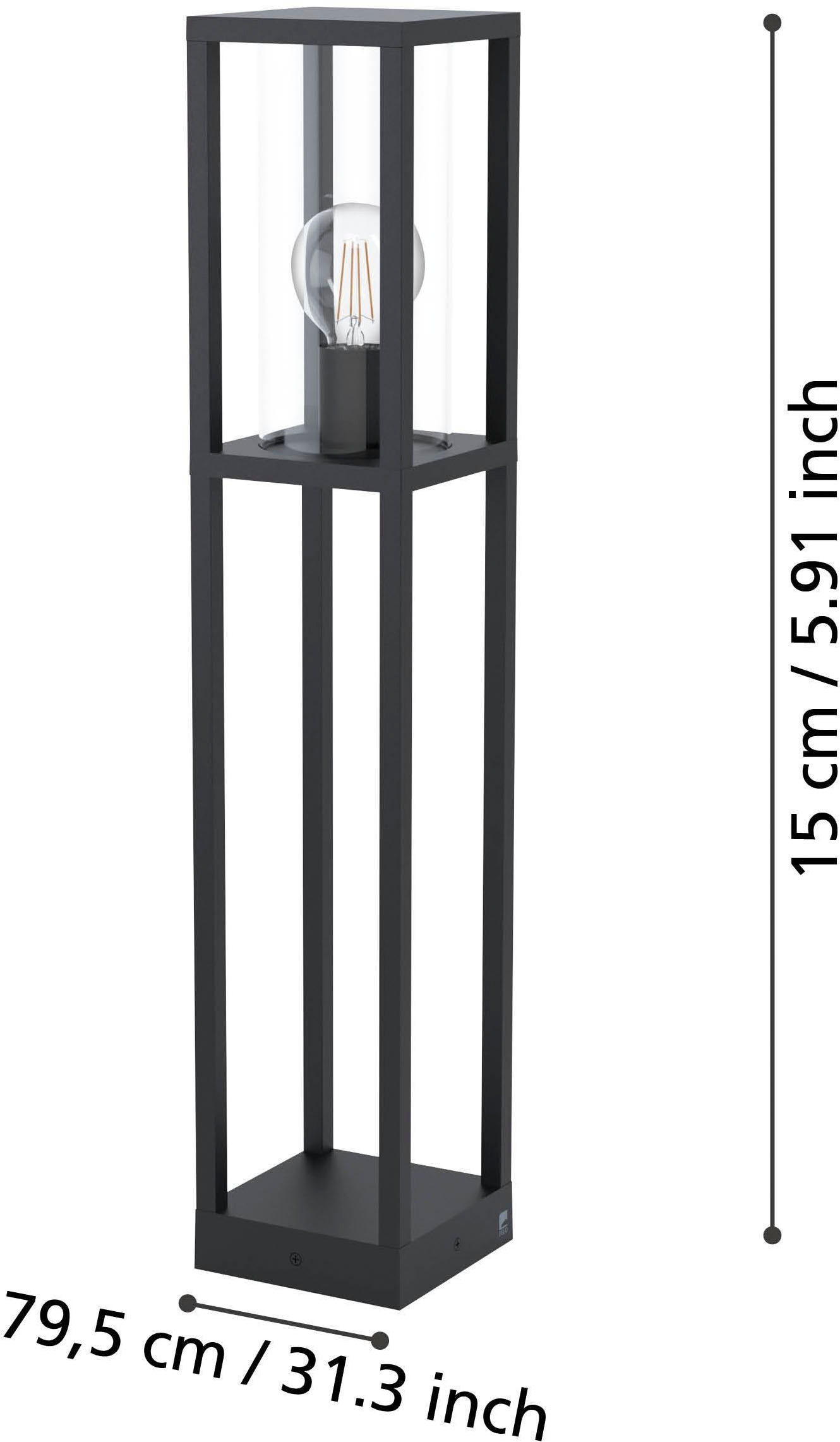 EGLO Stehlampe »Cascinetta Außen Stehlampe, Standlampe Vintage Retro, E27, IP44, Lampe« E27 1 Stk. Stehleuchte - L15 x B15 x H79,5 cm - schwarz - 1X40W exkl.