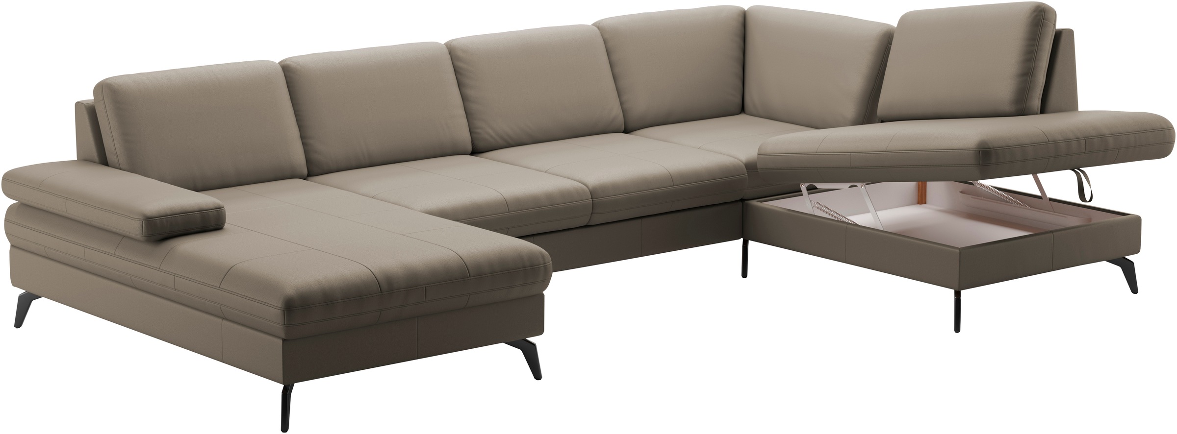 sit&more Wohnlandschaft »Morris U-Form, inkl. Sitztiefenverstellung«, wahlweise mit Armteilverstellung, Bettfunktion & Bettkasten