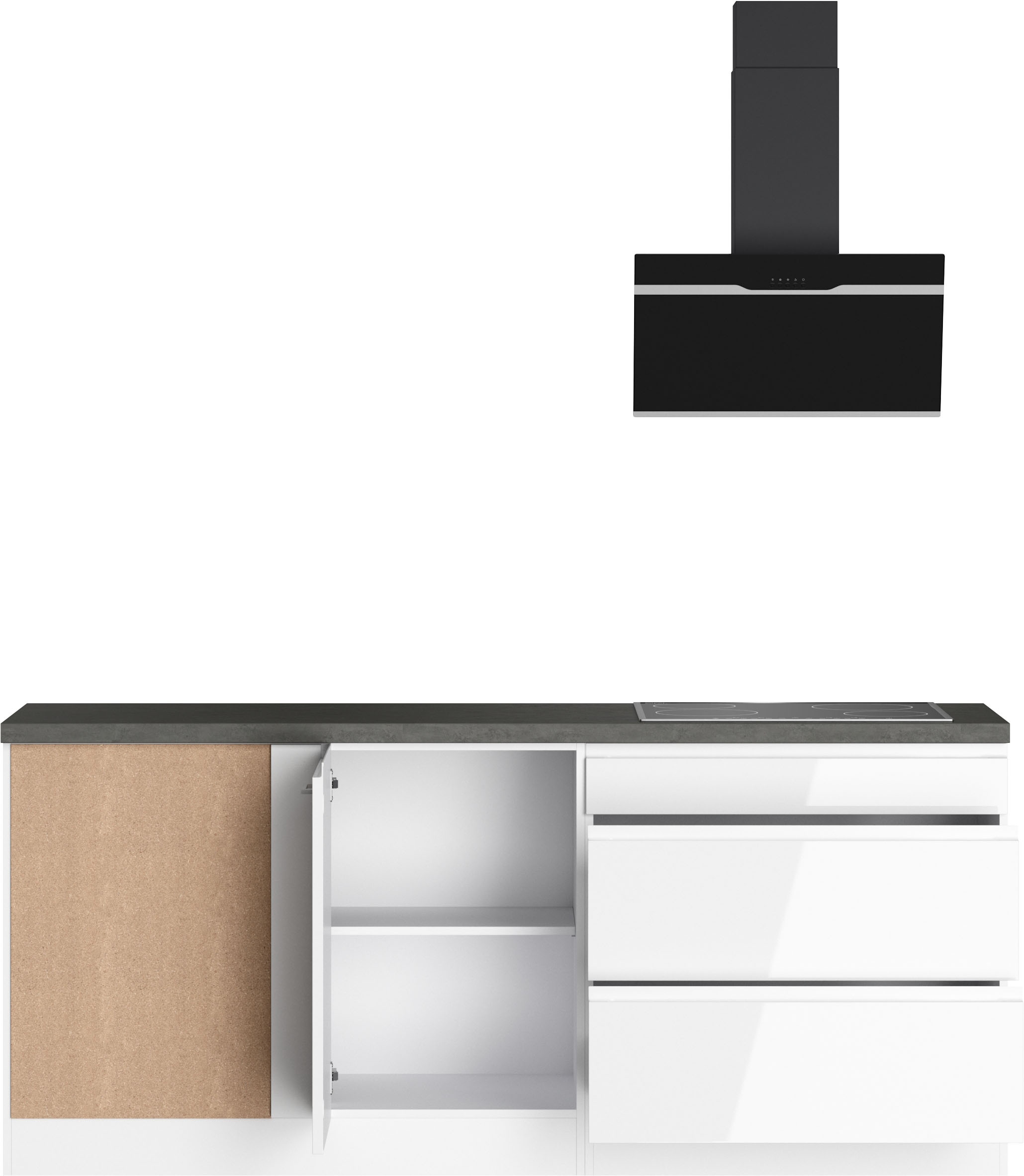 KOCHSTATION Winkelküche »KS-Virginia,neu in verbesserter Ausführung« Arbeitsplatte 38 mm stark, Stauraum, Softclose,  Stellbreite 290/180 cm, Soft-Close, ohne E-Geräte