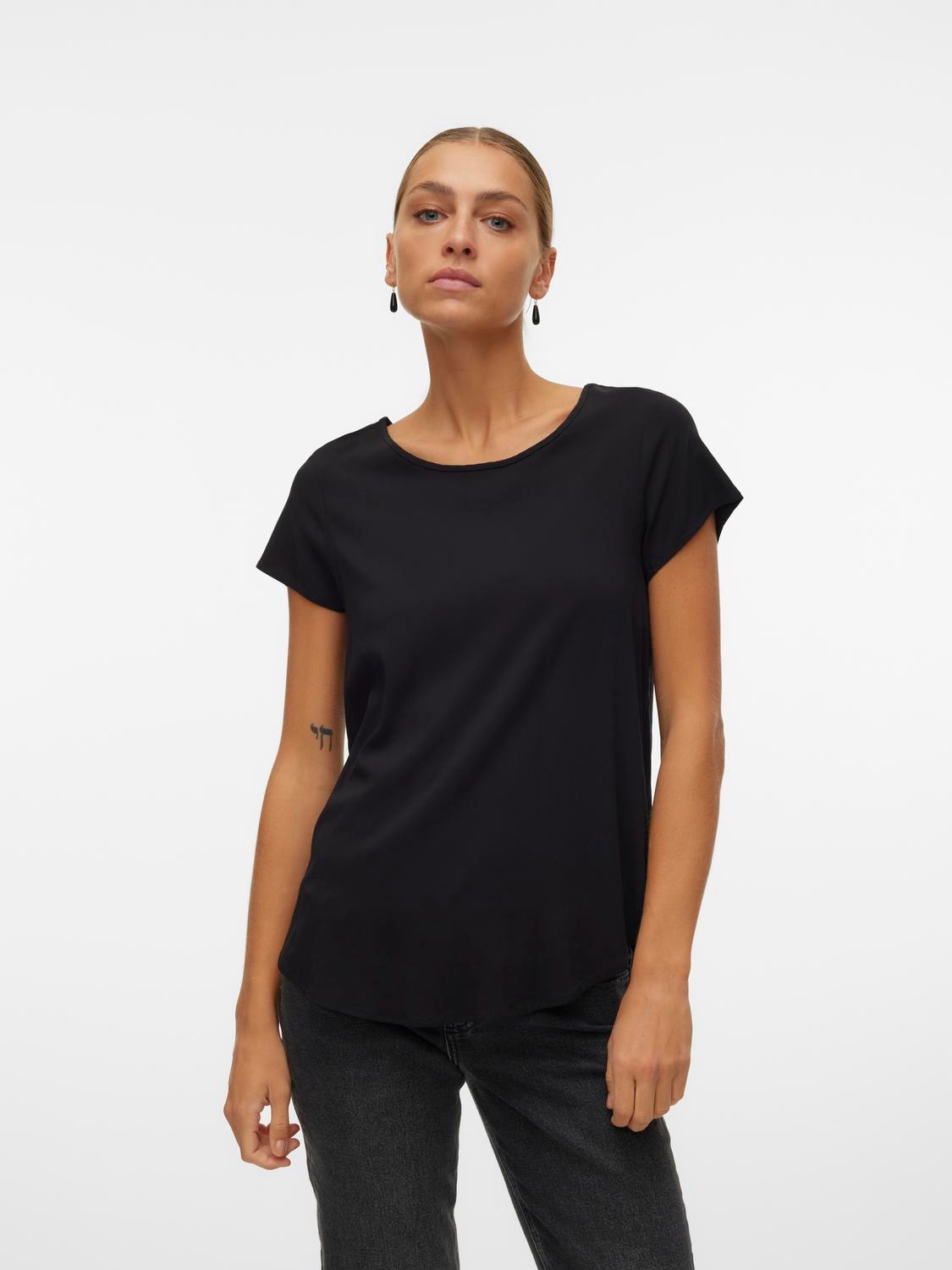 Vero Moda Blusenshirt "VMBELLA SS TOP WVN GA NOOS" Viskosemischung, abgerun günstig online kaufen