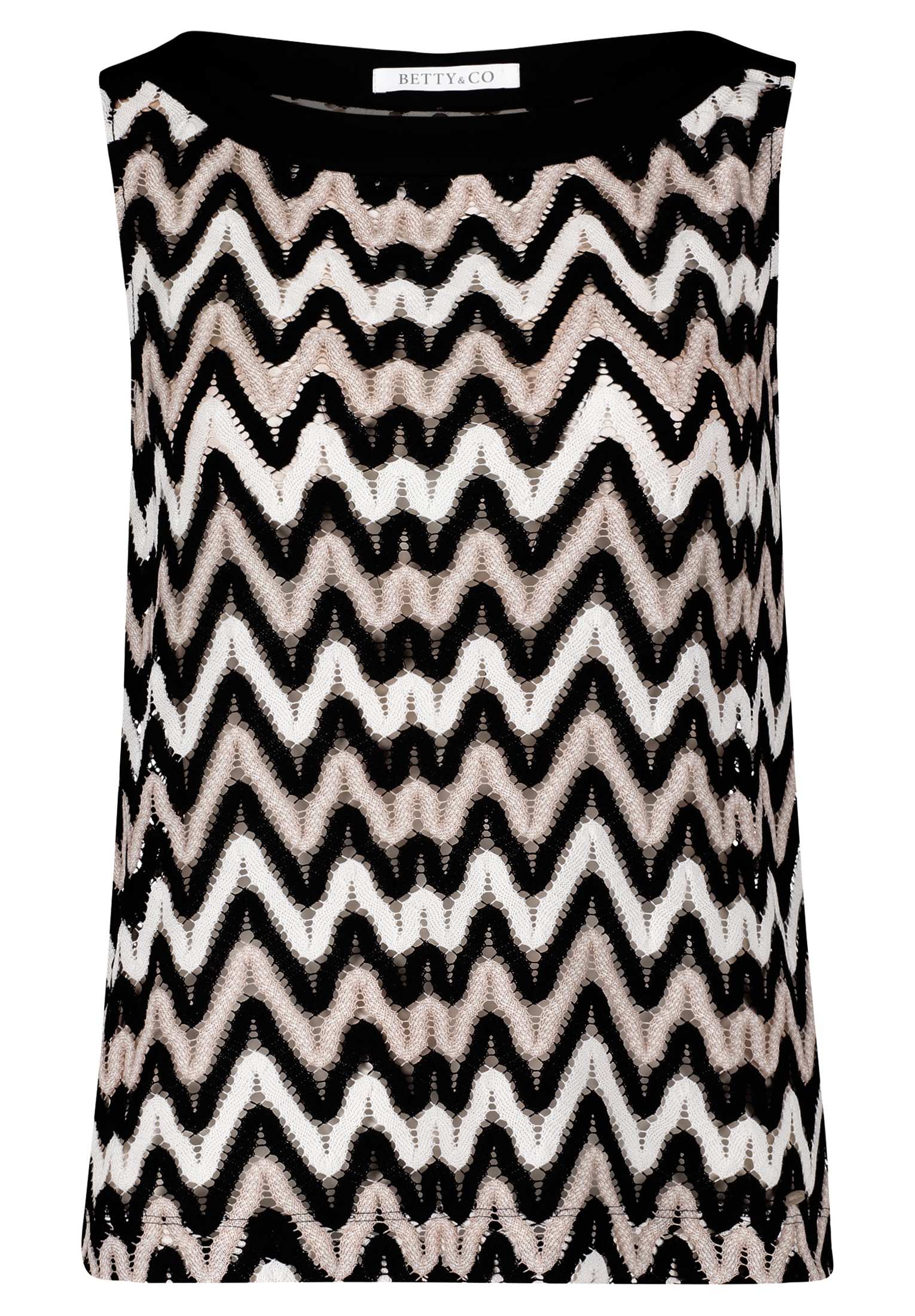 Betty&Co T-Shirt »Betty & Co Strukturshirt ohne Arm«, (1 tlg.), Materialmix