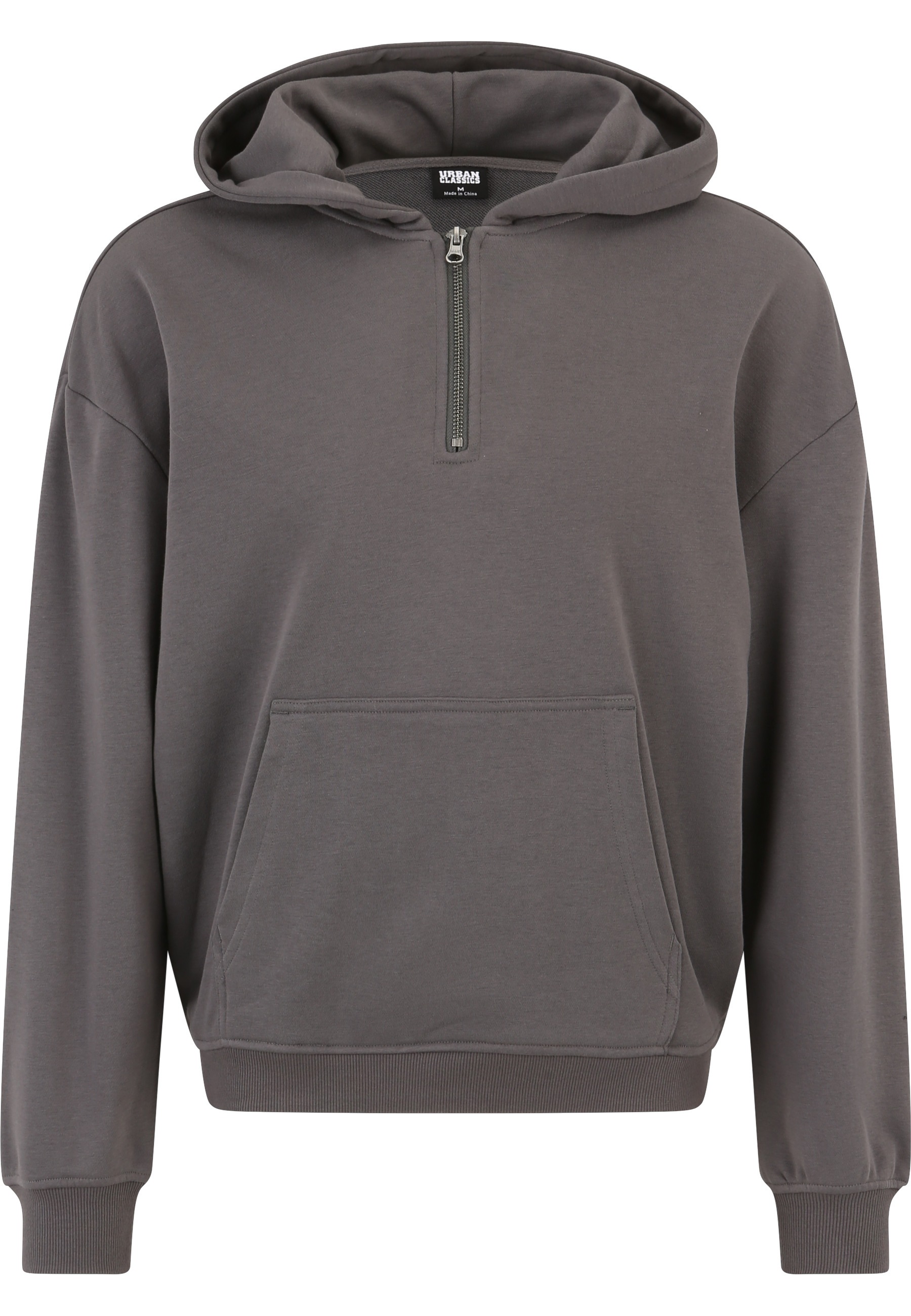 URBAN CLASSICS Rundhalspullover "Urban Classics Herren Boxy Zip Hoody" 1 Stk.