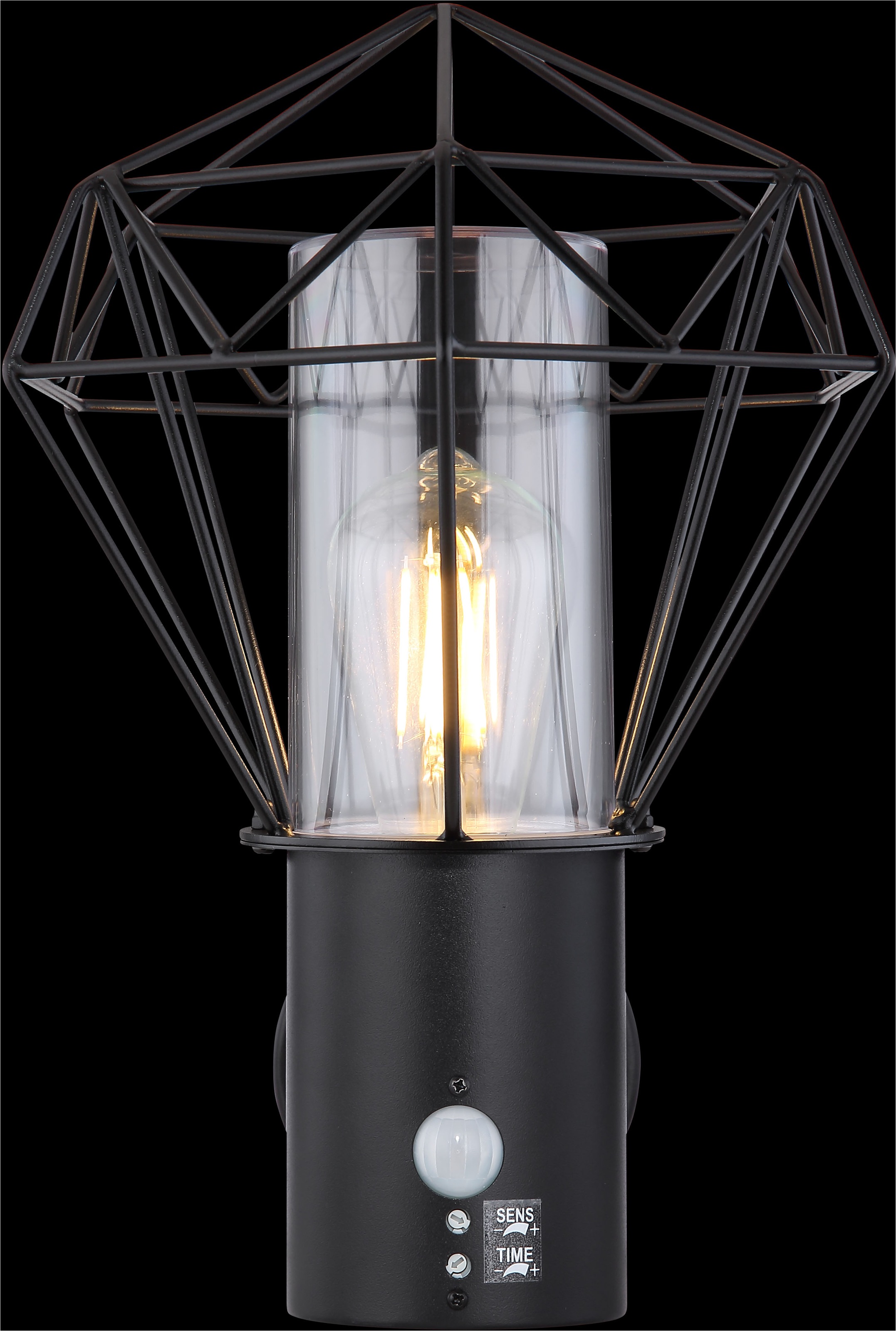 GLOBO LIGHTING Außen-Wandleuchte »HORACE«, Leuchtmittel E27 | ohne Leuchtmittel, Außenlampe/Sensor/IP44/BxH: 225x340mm/schwarz