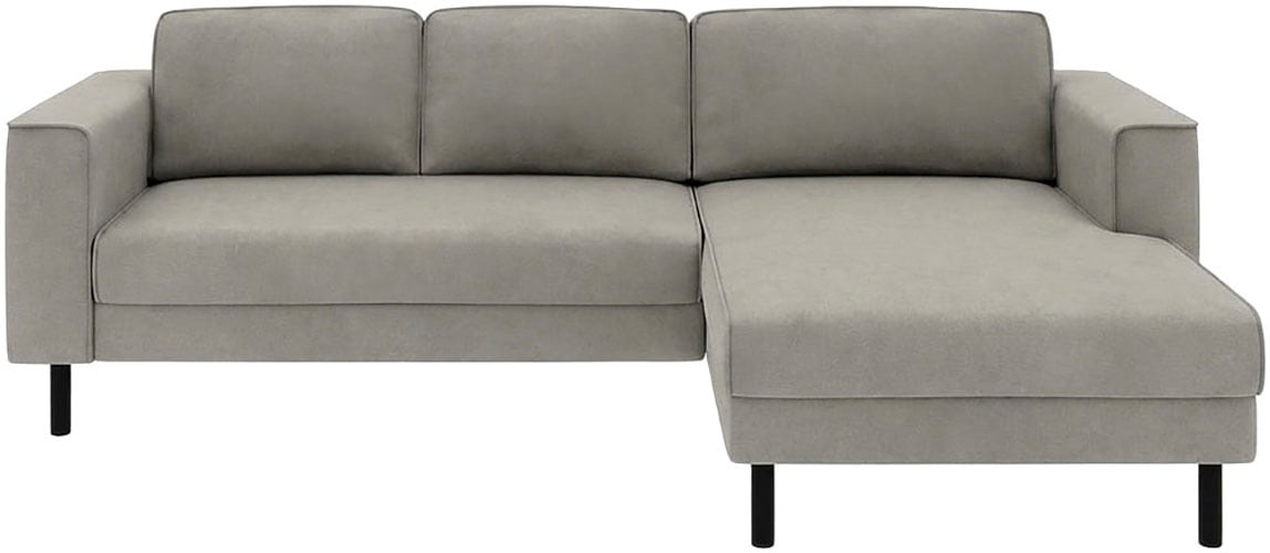 Home affaire Ecksofa »Booster II, whlw. mit Schlaffunktion & Bettkasten, Fuß schwarz« Recamiere beidseitig montierbar,L-Form, in Cord & Struktur LEO o. LINO