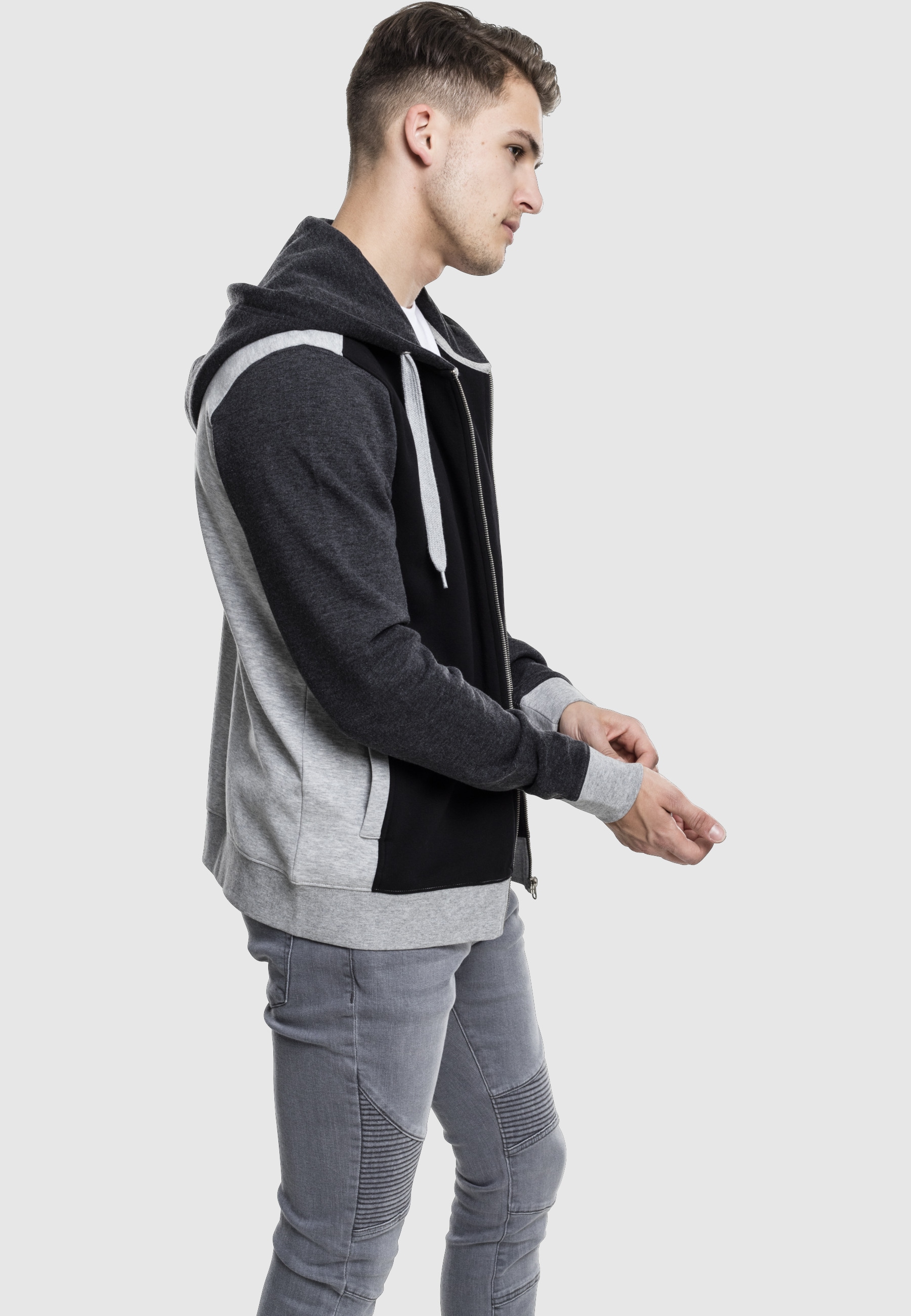 URBAN CLASSICS Kapuzenpullover »Urban Classics Herren 3- Tone Sweat Zip Hoody« 1 Stk.