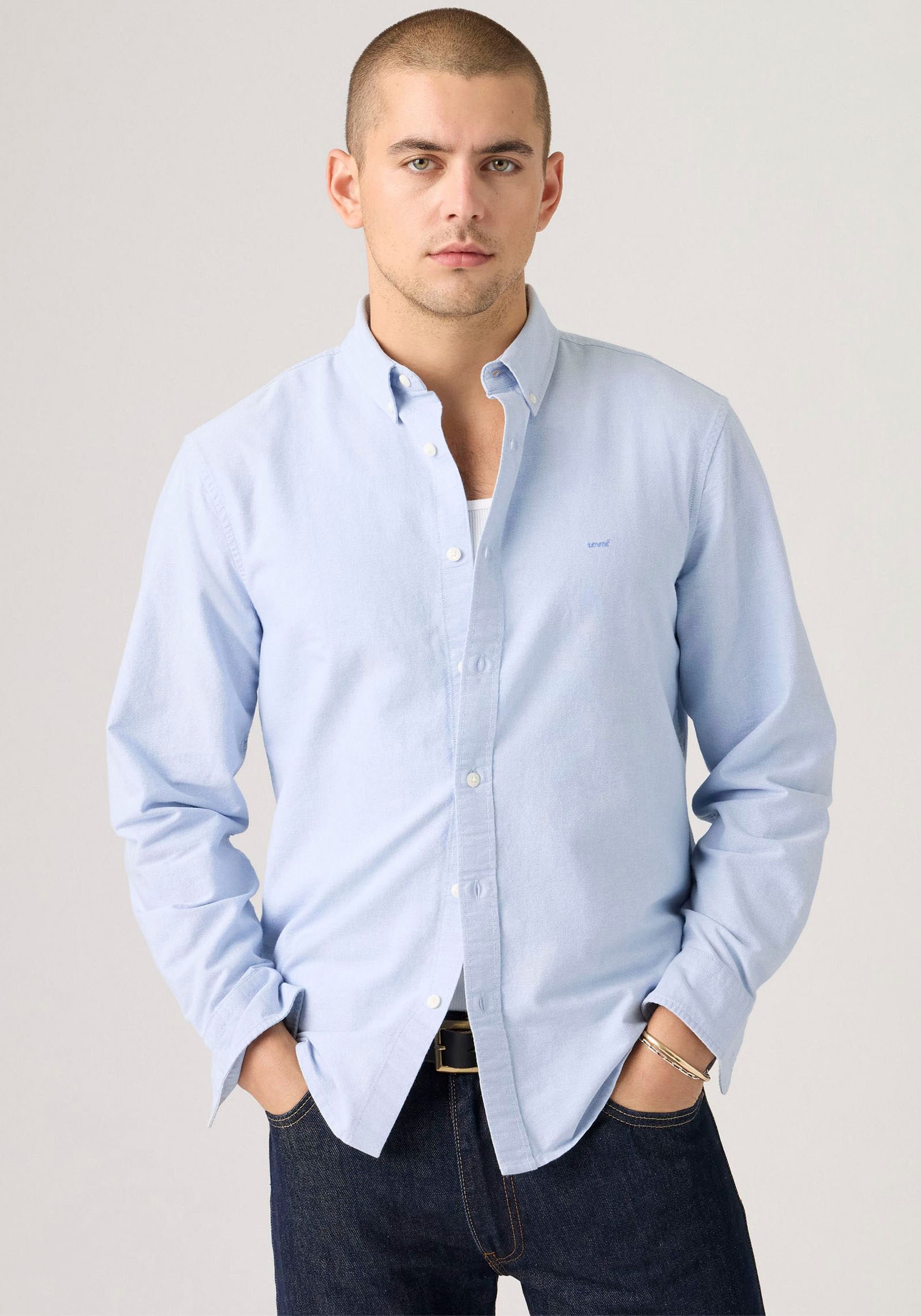 Levi's® Langarmhemd »AUTHENTIC BUTTON DOWN«, mit Ton-in-Ton Logostickerei auf der Brust