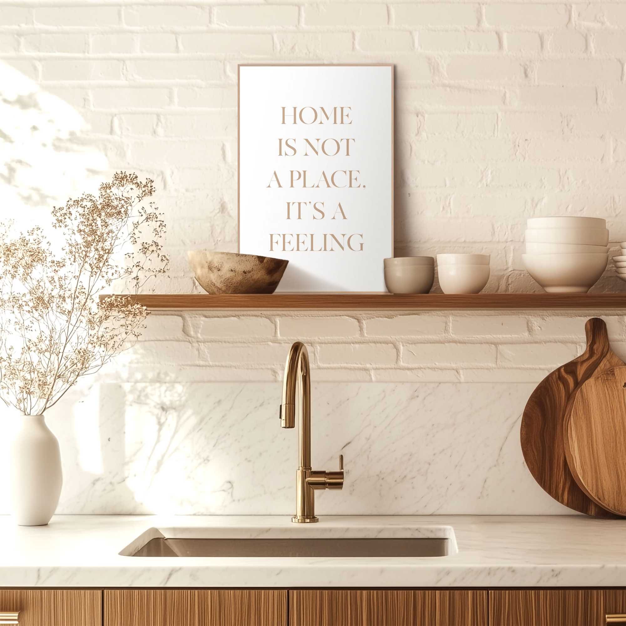 Reinders! Poster »Feeling Home«, Wohnzimmer - Gold - MDF - Sprüche - 20x30 cm