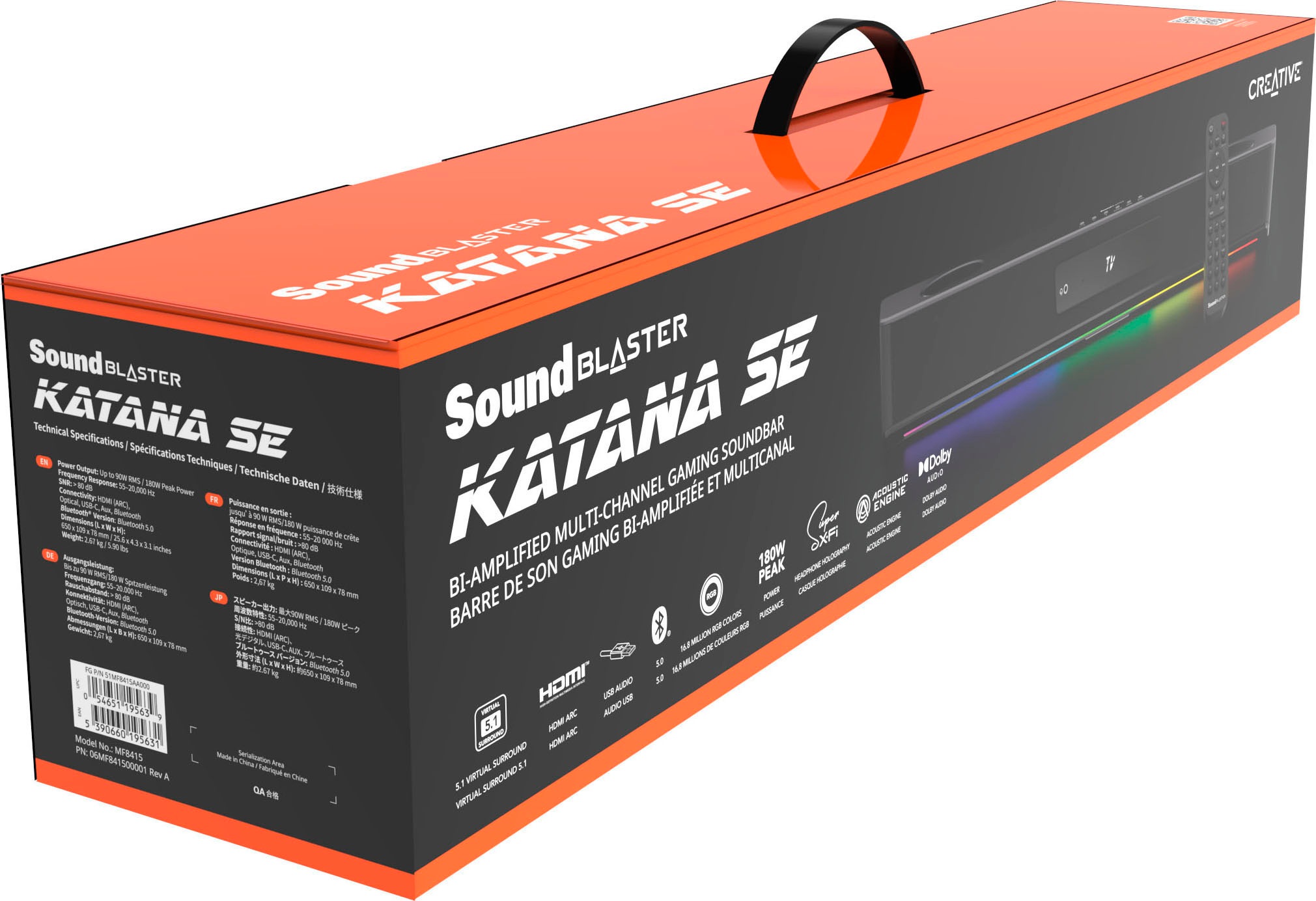 Creative Soundbar »Sound Blaster KATANA SE Soundbar, Super X-Fi, HDMI-ARC, USB-Audio«, Bluetooth 5.0