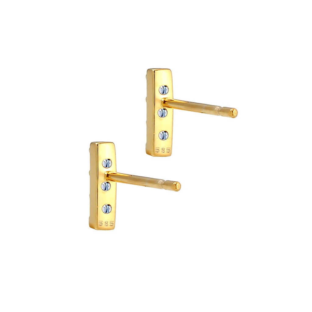 Elli DIAMONDS Paar Ohrstecker »Rechteck Geo Stab Diamant (0.09 ct) 585er Gelbgold«