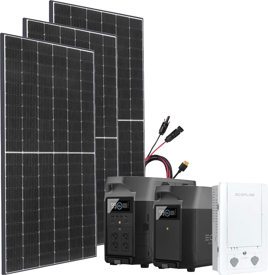 Ecoflow Solaranlage »Delta Pro Powerstation mit 3 x 415W Gerahmtes Solarmodul«, (Spar-Set), mit Smart Home Panel, Plug and play