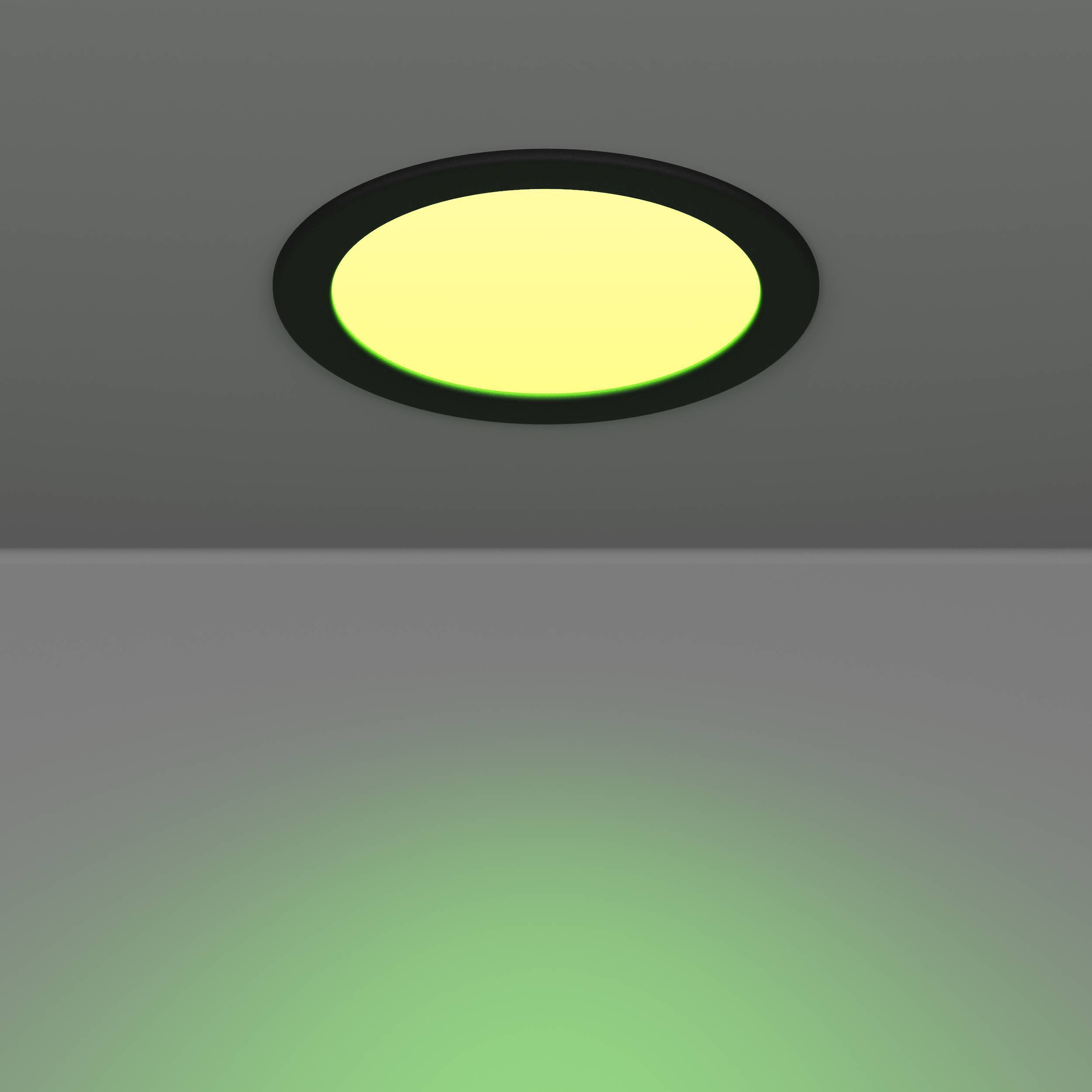 EGLO Einbauleuchte »Fueva 6-Z Deckenlampe, ZigBee, App und Sprachsteuerung, Badlampe, IP44« LED-Modul 1 Stk. Kaltweiß | RGB Einbauleuchte - Ø16,8 x ET40 cm - schwarz - 9,5W inkl.