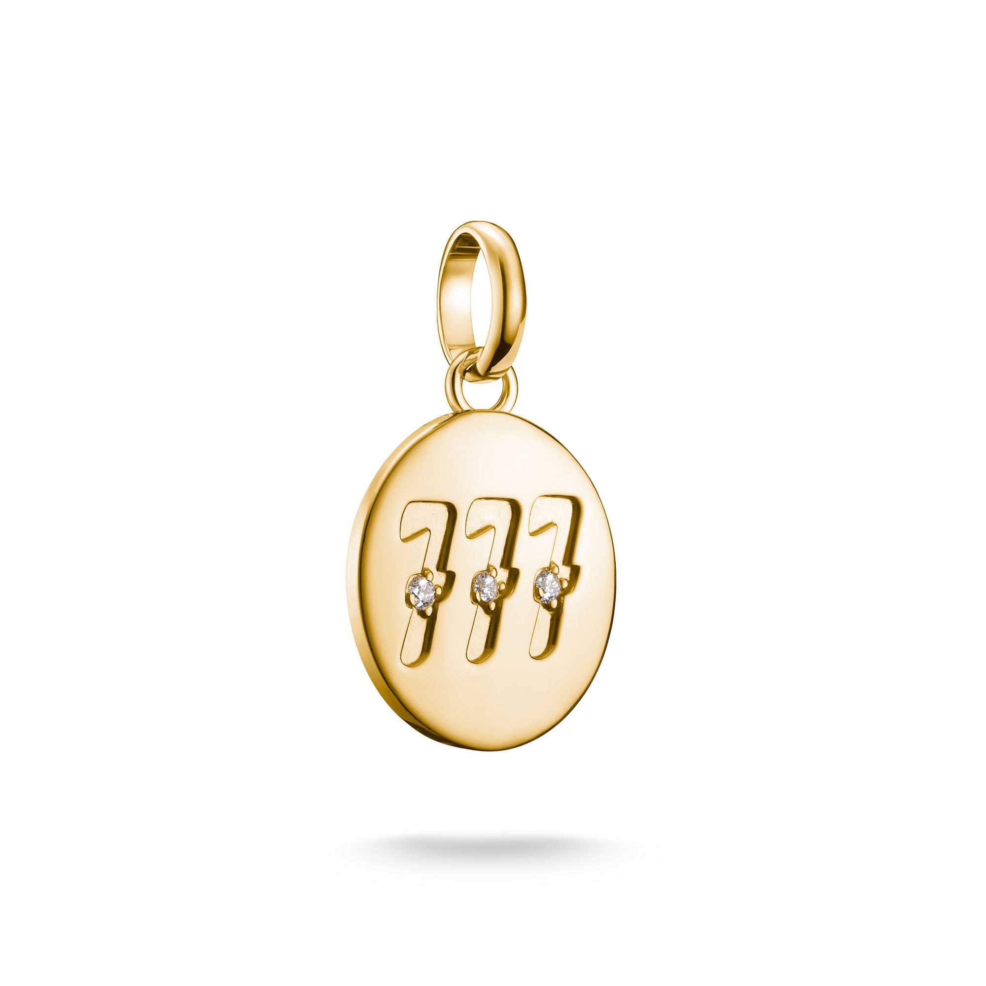 THOMAS SABO Damen Charm-Einhänger "Charm Angel Number 777 vergoldet - Connect", gold, Silber 925 (recycelt), Charms, mit Zirkonia (synth.)