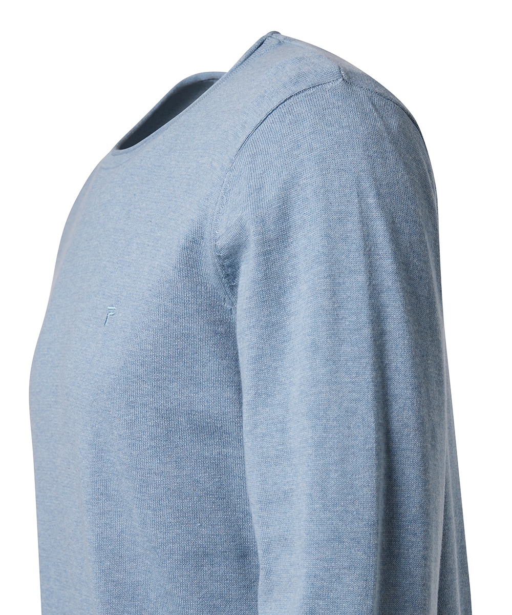 Pioneer Authentic Jeans Rundhalspullover, Ausschnitt mit Rollkante, Außennähte