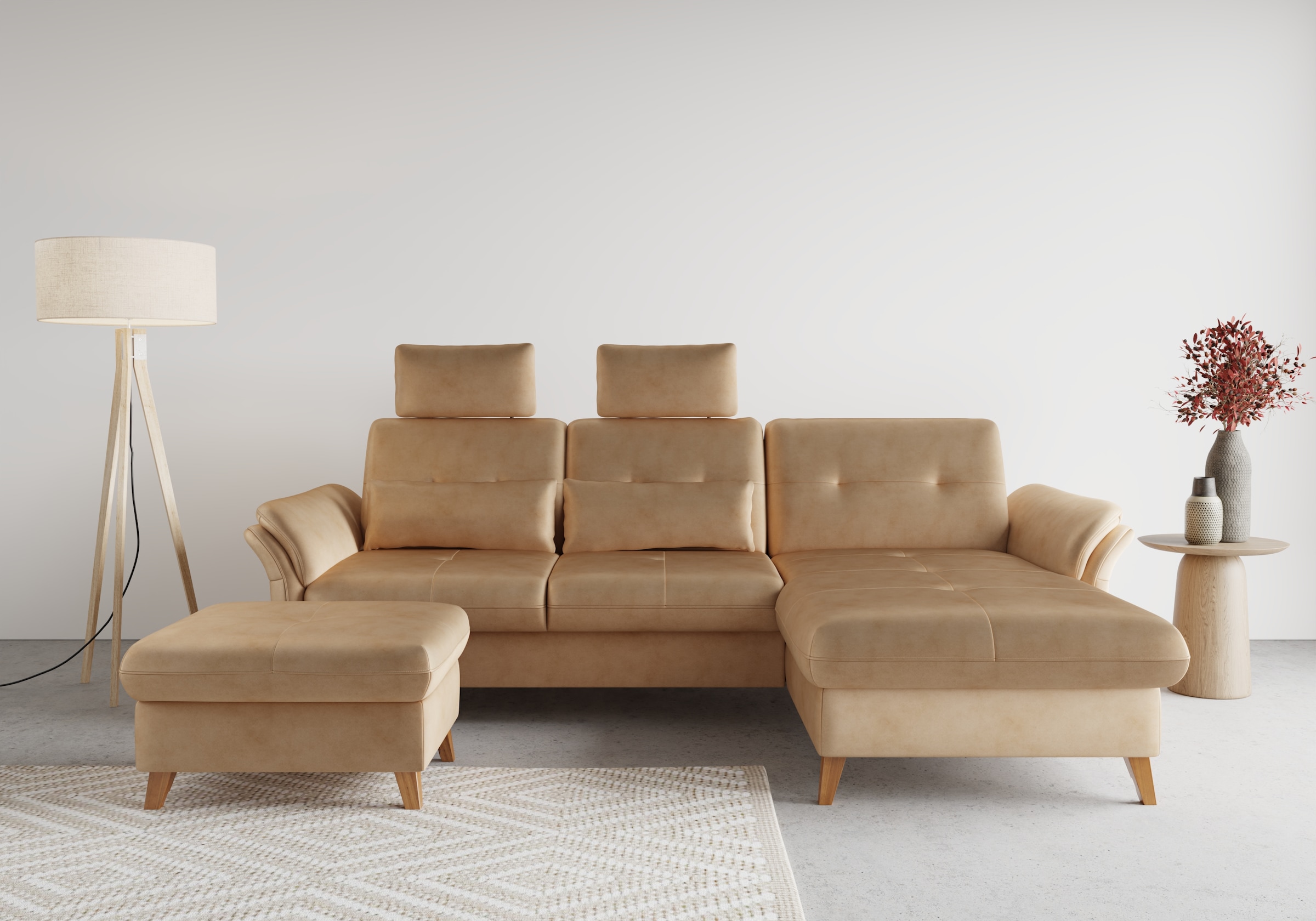 sit&more Ecksofa »Göteborg« Sitztiefenverstellung und Federkern, wahlweise mit Bettfunktion