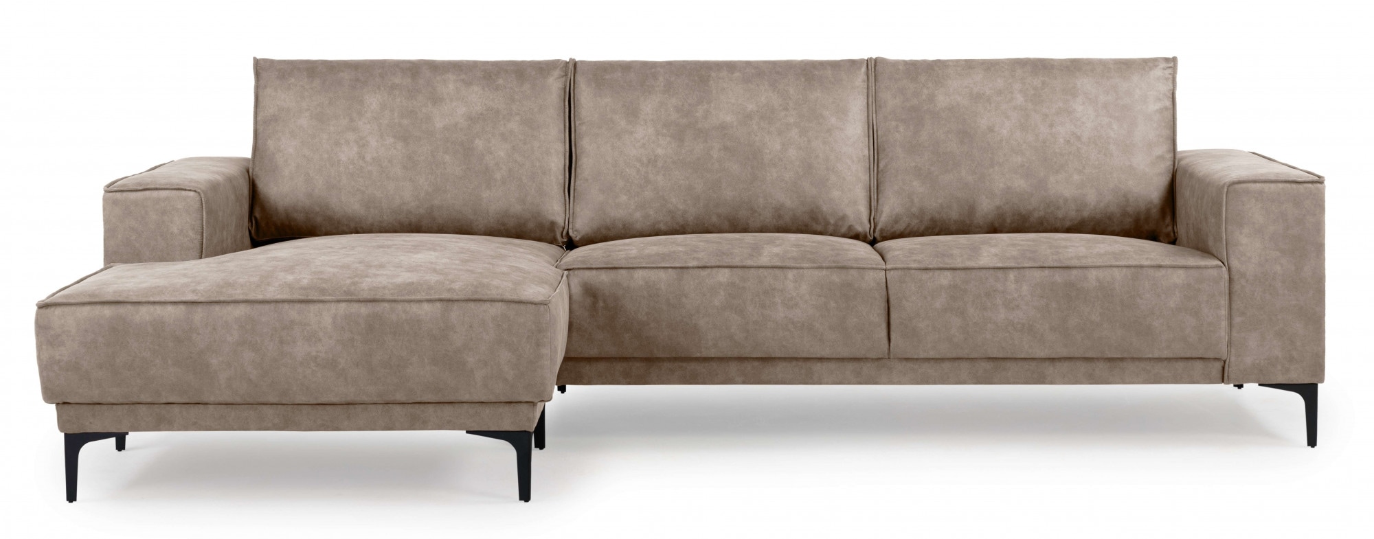 Places of Style Ecksofa »Polsterecke Oland, Struktur, Flachgewebe, Luxus-Microfaser, Boucle«, L-Form, 280 cm, Wellenunterfederung, Skandi-Design, Metallfüße