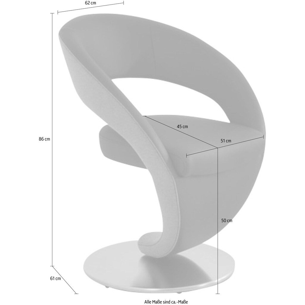 K+W Komfort & Wohnen Drehstuhl »Wave«, Leder CLOUD-Lodenstoff