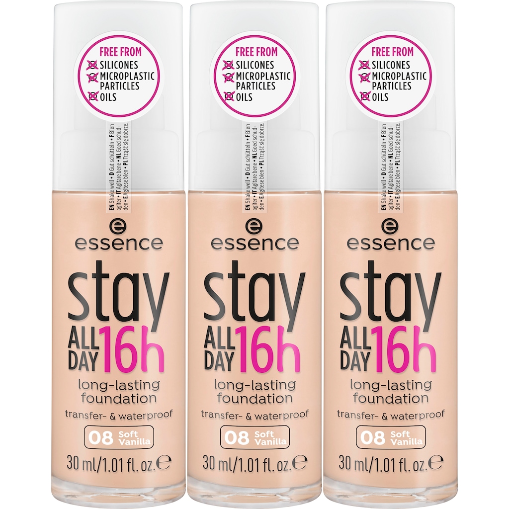 Essence Foundation »stay ALL DAY 16h long-lasting«, (Set, 3 tlg.)