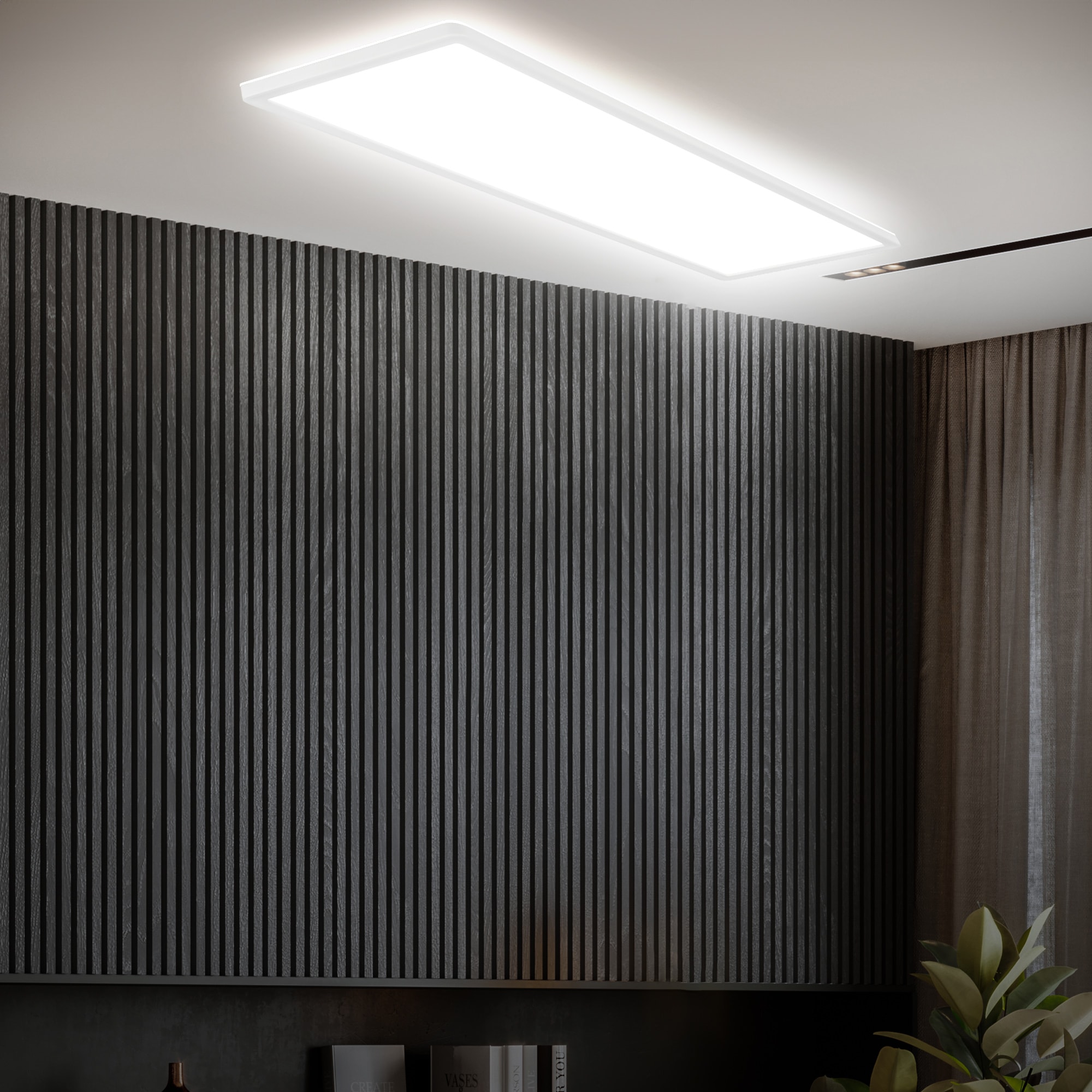 B.K.Licht LED Deckenleuchte »BKL1602 Ultraflache Deckenlampe mit Backlight, LED Panel«, 1 flammig, Leuchtmittel LED-Modul | LED fest integriert, 4.000K, 3.000 Lm, 22W, indirekte Hintergrundbeleuchtung, 58x20cm, Weiß