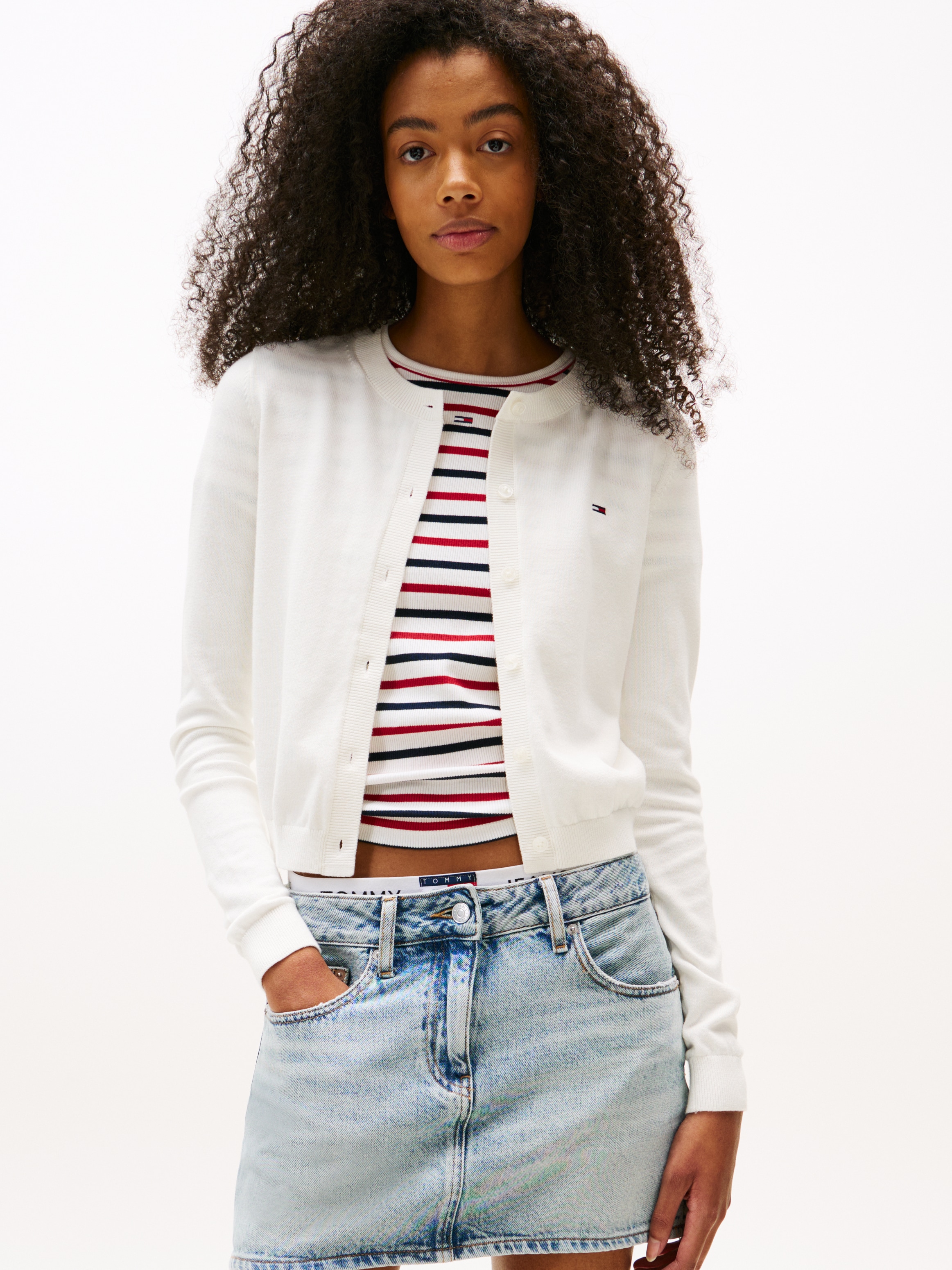 Tommy Jeans Strickjacke "TJW ESSENTIAL CREW NECK CARDIGAN" günstig online kaufen