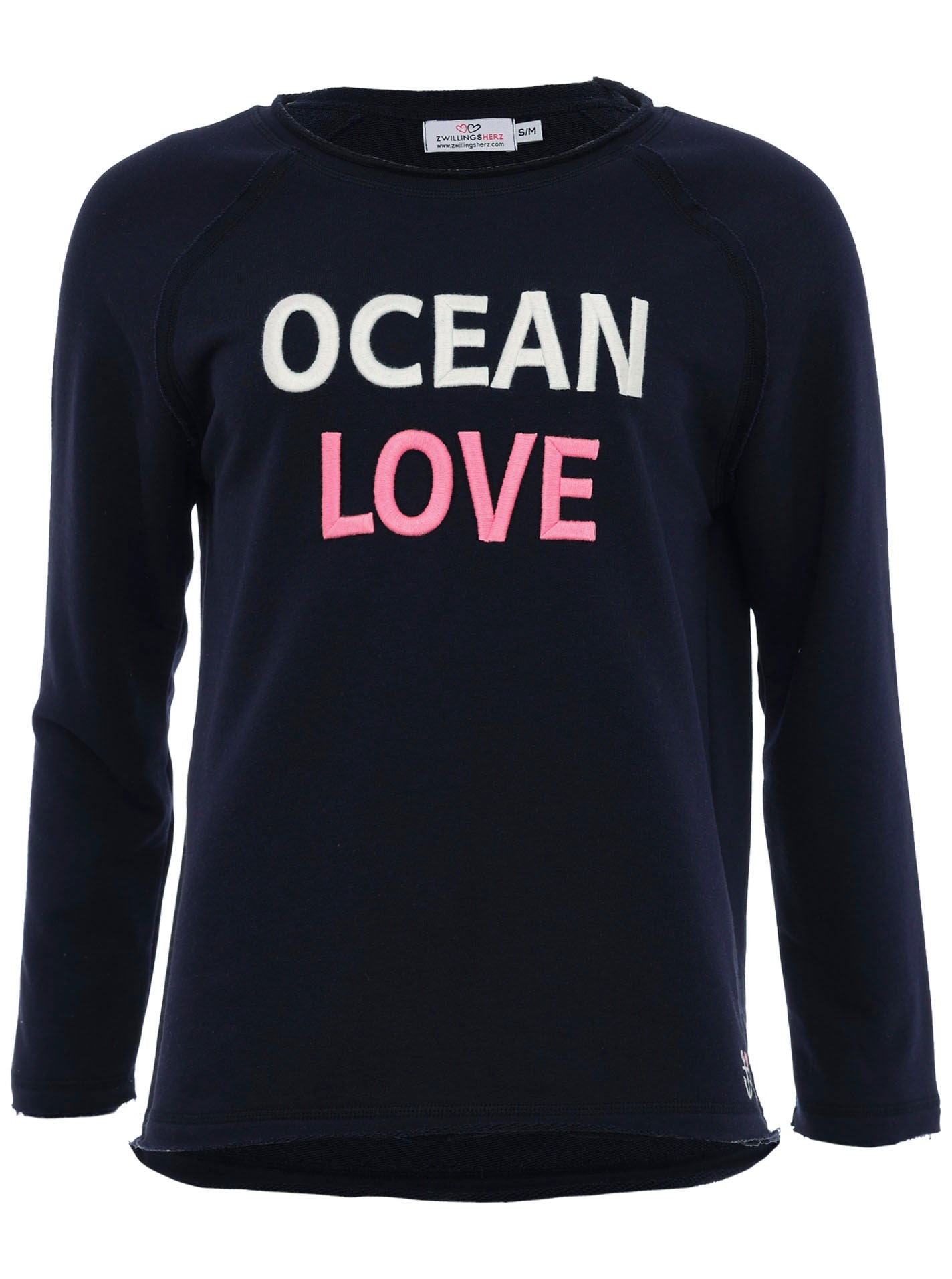 Zwillingsherz Langarmshirt, mit "Ocean Love"-Aufdruck und Used-Look günstig online kaufen