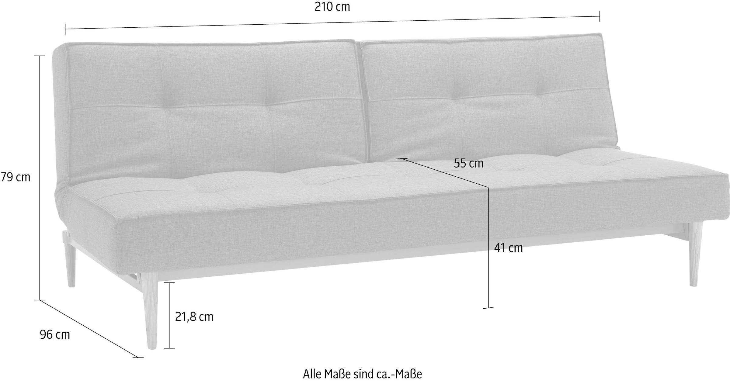 INNOVATION LIVING ™ Schlafsofa »Splitback«, mit hellen Styletto Beinen, in skandinavischen Design