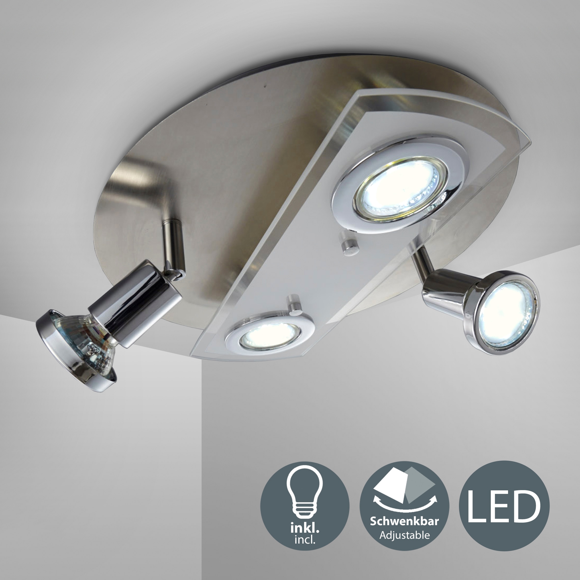 B.K.Licht LED Deckenspot inkl.  4 x LED GU10, 3 Watt, 250lm, 3.000K, Strahler dreh- und schwenkbar, nicht dimmbar