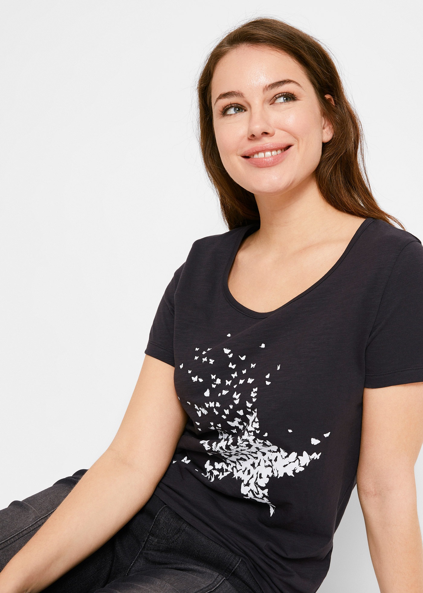 bonprix T-Shirt Flammgarn-Shirt aus Baumwolle, kurzarm günstig online kaufen