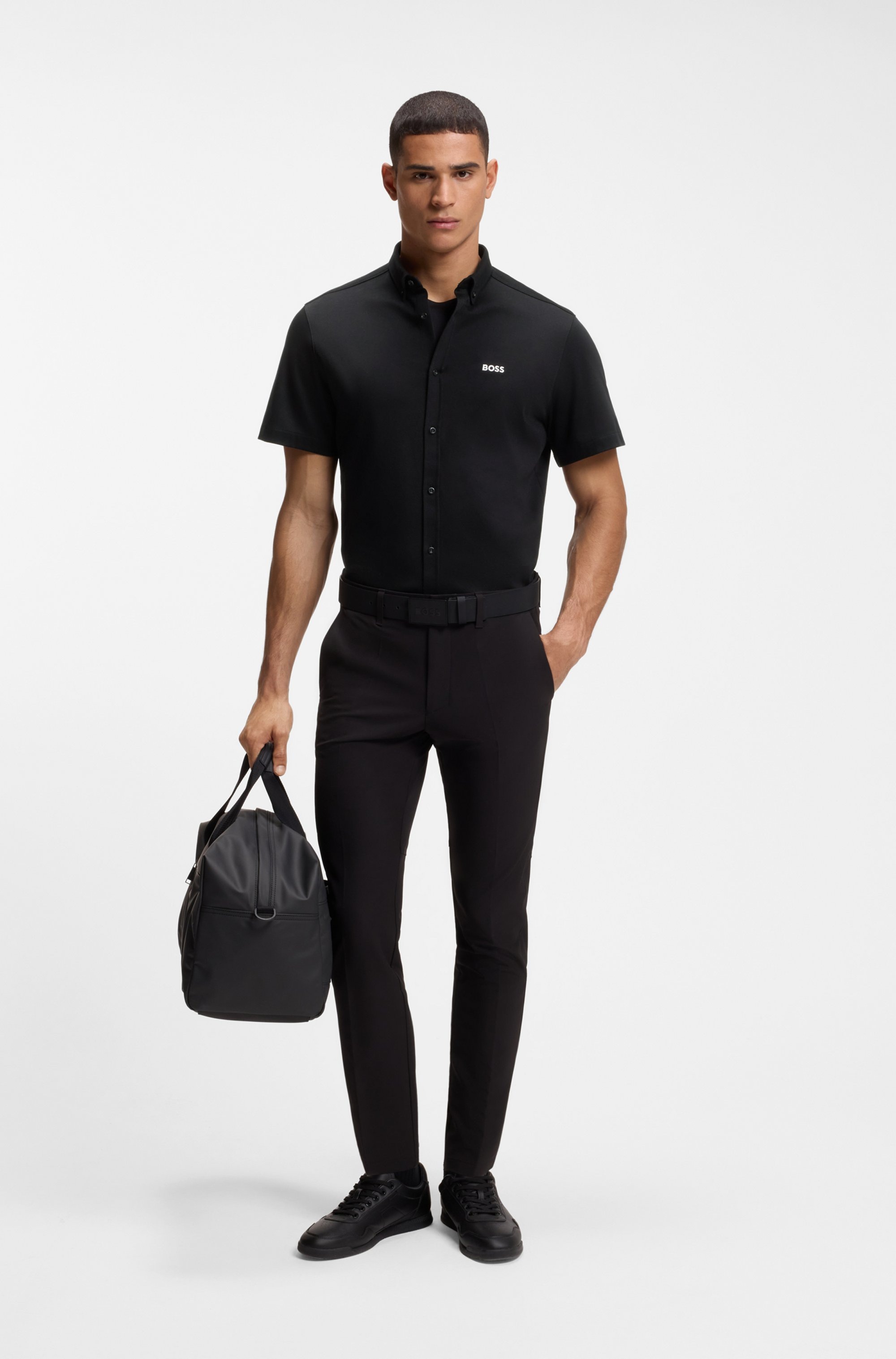 BOSS GREEN Kurzarmhemd »Motion S« Regular Fit, Button-down-Kragen, Kurzarm, Logo-Stickerei