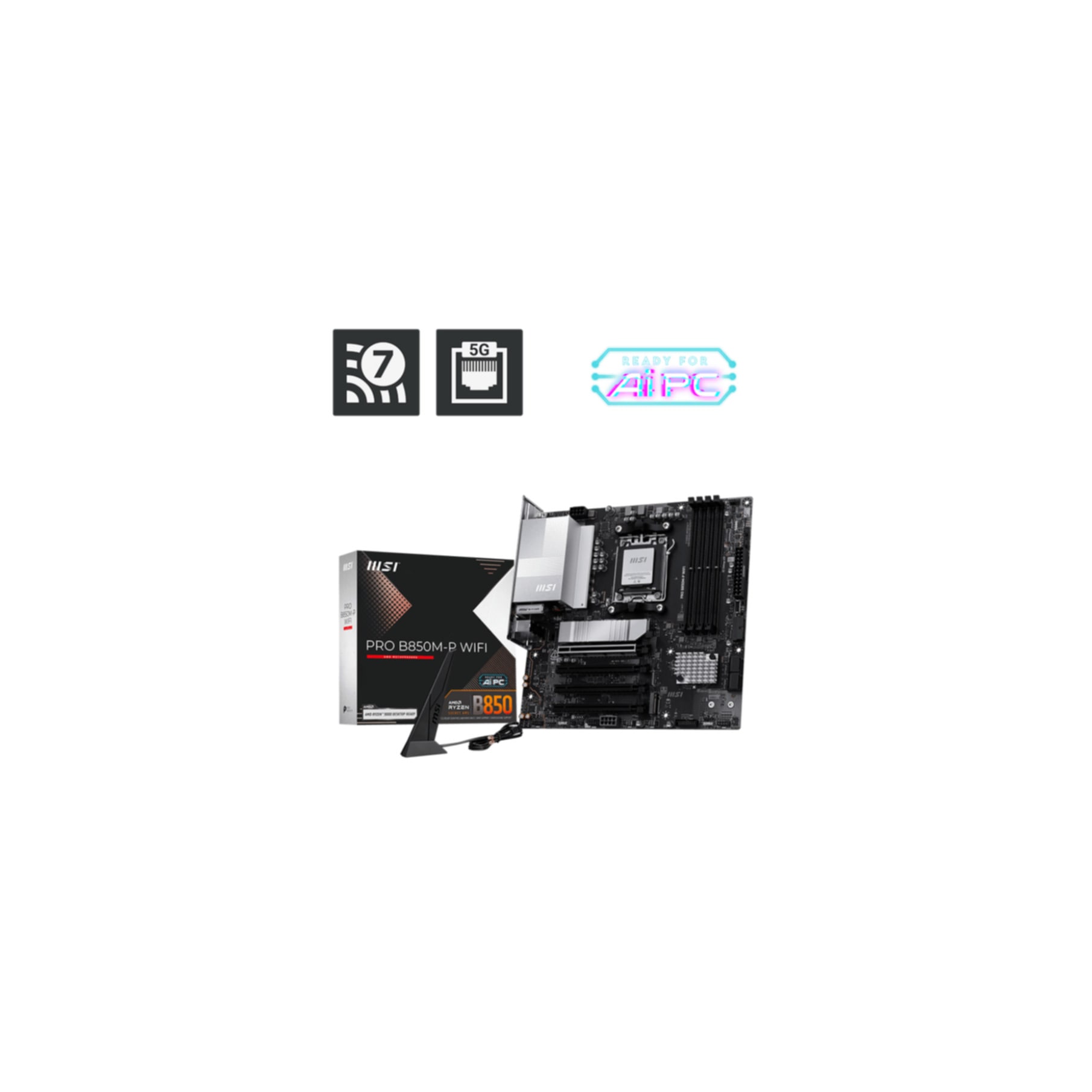 MSI Mainboard "PRO B850M-P WIFI", schwarz, B:27,4cm H:7,4cm T:28,2cm, Mainboards - Einheitsgröße
