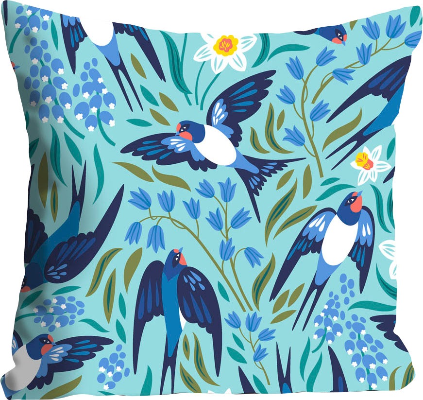 queence Dekokissen "Aila" mit blauen Kolibris günstig online kaufen