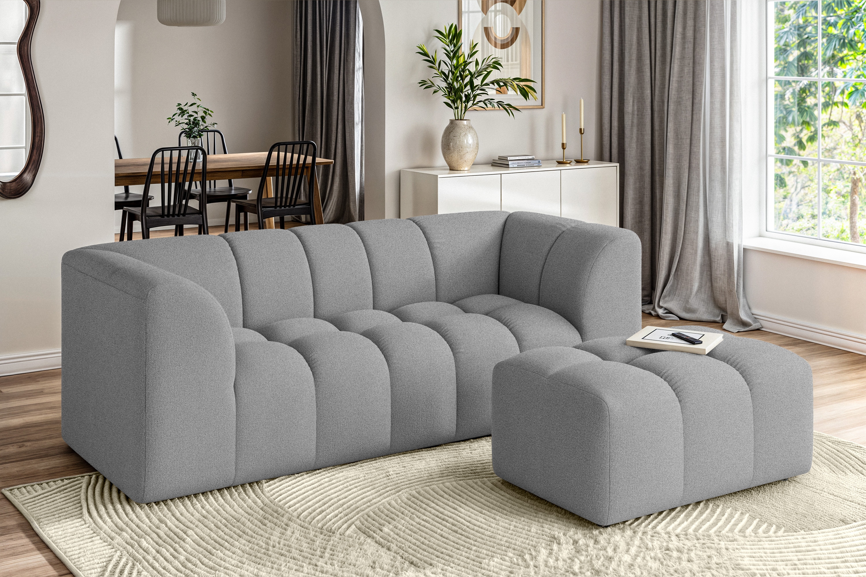 OTTO home 3-Sitzer "TUURE Verlässliche Qualität, moderne Steppung, Breite 227cm" Bubble Optik, hoher Sitzkomfort, Wellenunterfederung