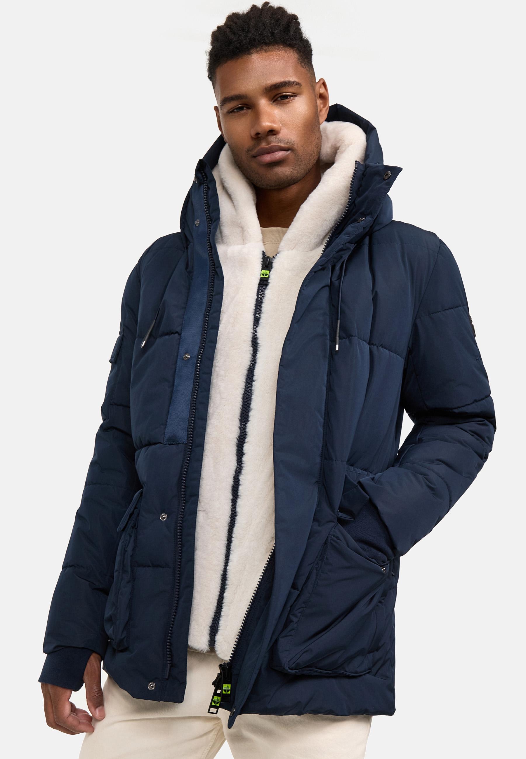 Stone Harbour Winterjacke »Lauroo XX«, mit Kapuze, urbane Herren Steppjacke mit kuscheligem Kunstpelz-Kragen