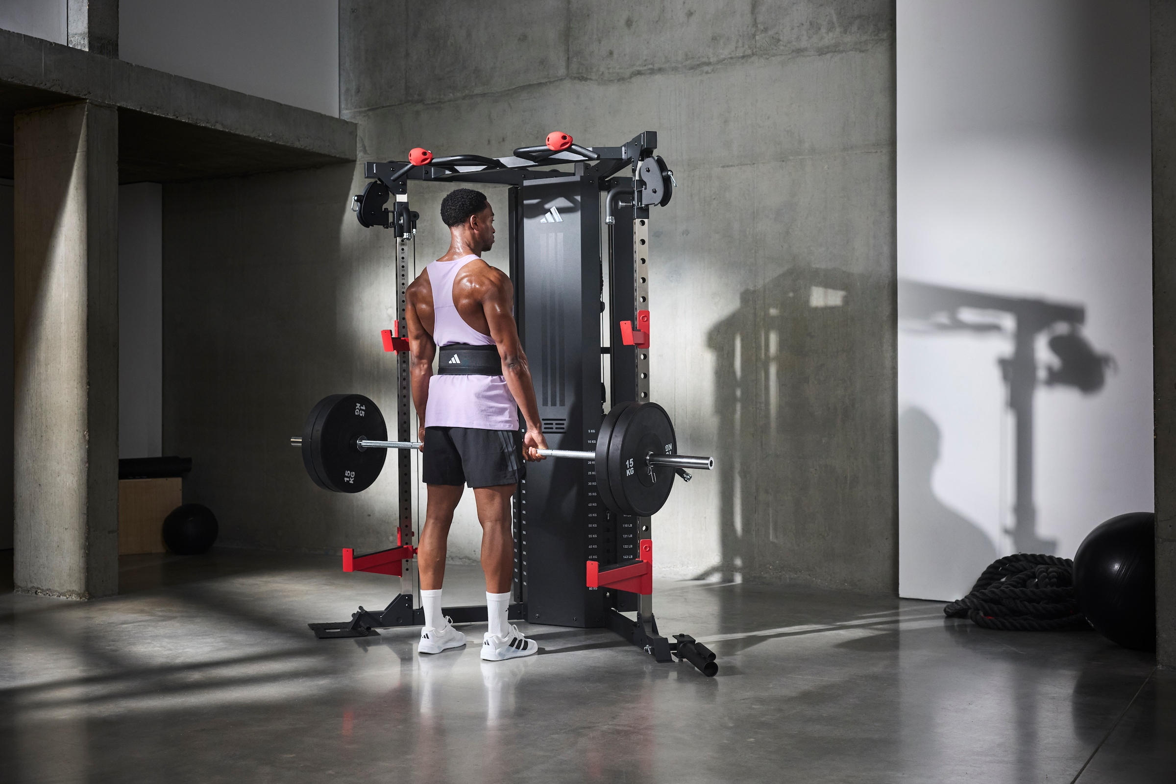 adidas Performance Trainingsstation »adidas Cable Crossover - Kabelzugstation mit Rack« 2 Gewichtsblöcke 2×80 kg Kabelzug, Rack, 40-fach verstellbar & Landmineen)