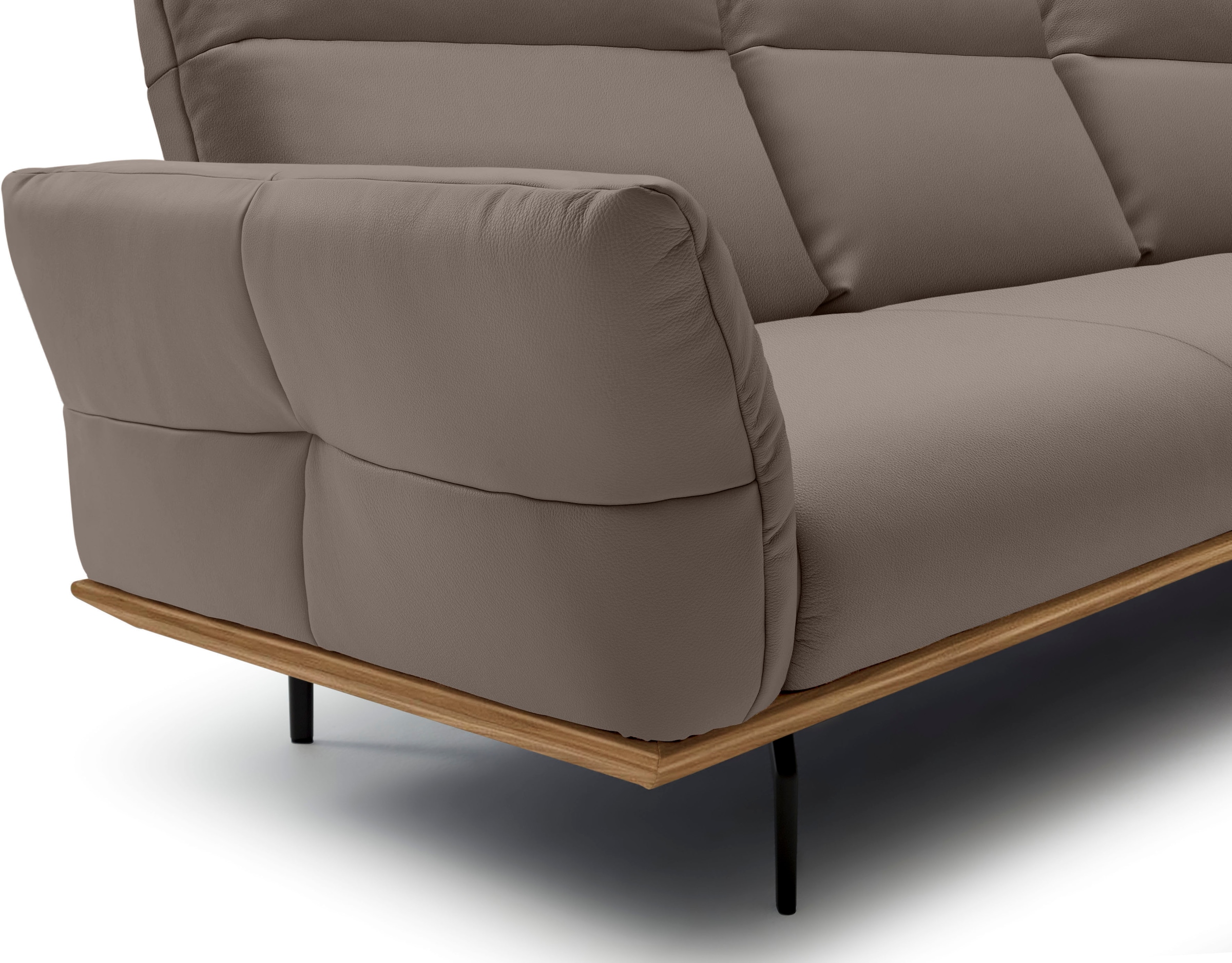 Creation BY ROLF BENZ Ecksofa »CR.460«, Sockel in Nussbaum, Winkelfüße in Umbragrau, Breite 298 cm