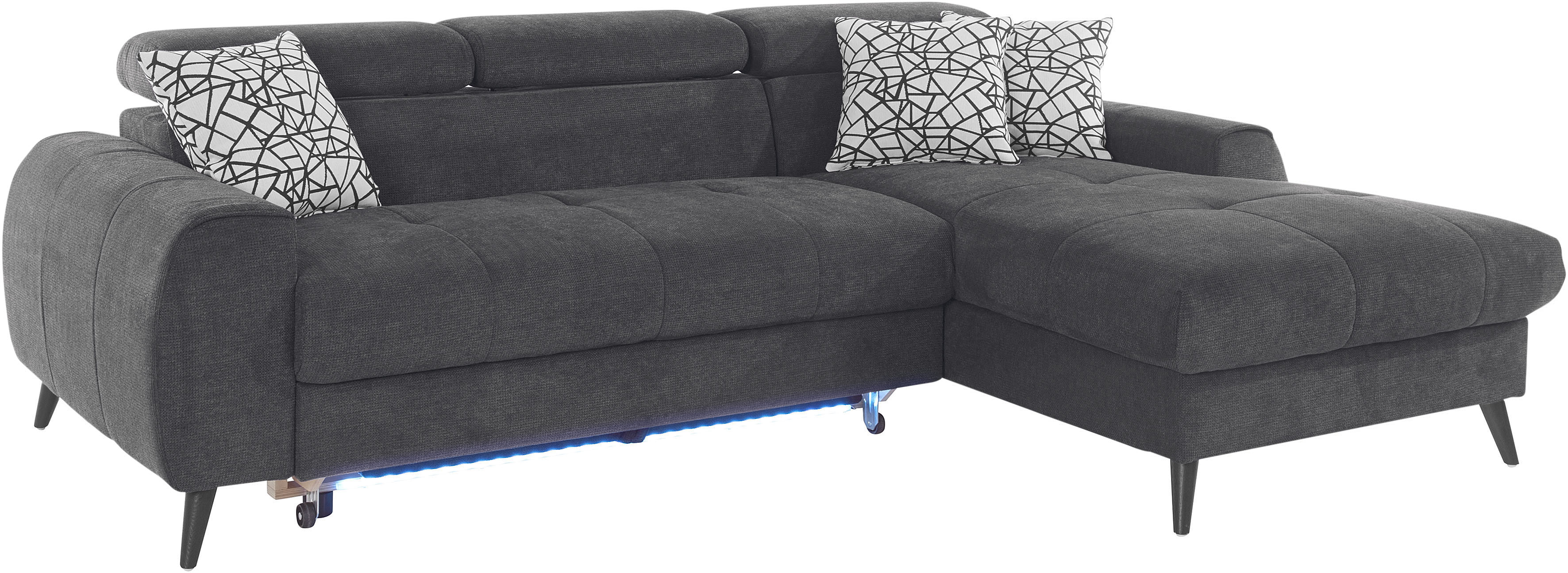 Thumbnail - COTTA Ecksofa "Mia L-Form mit 3 Zierkissen", wahlweise mit Bettfunktion, Bettkasten, Beleuchtung & Wireless-Charger