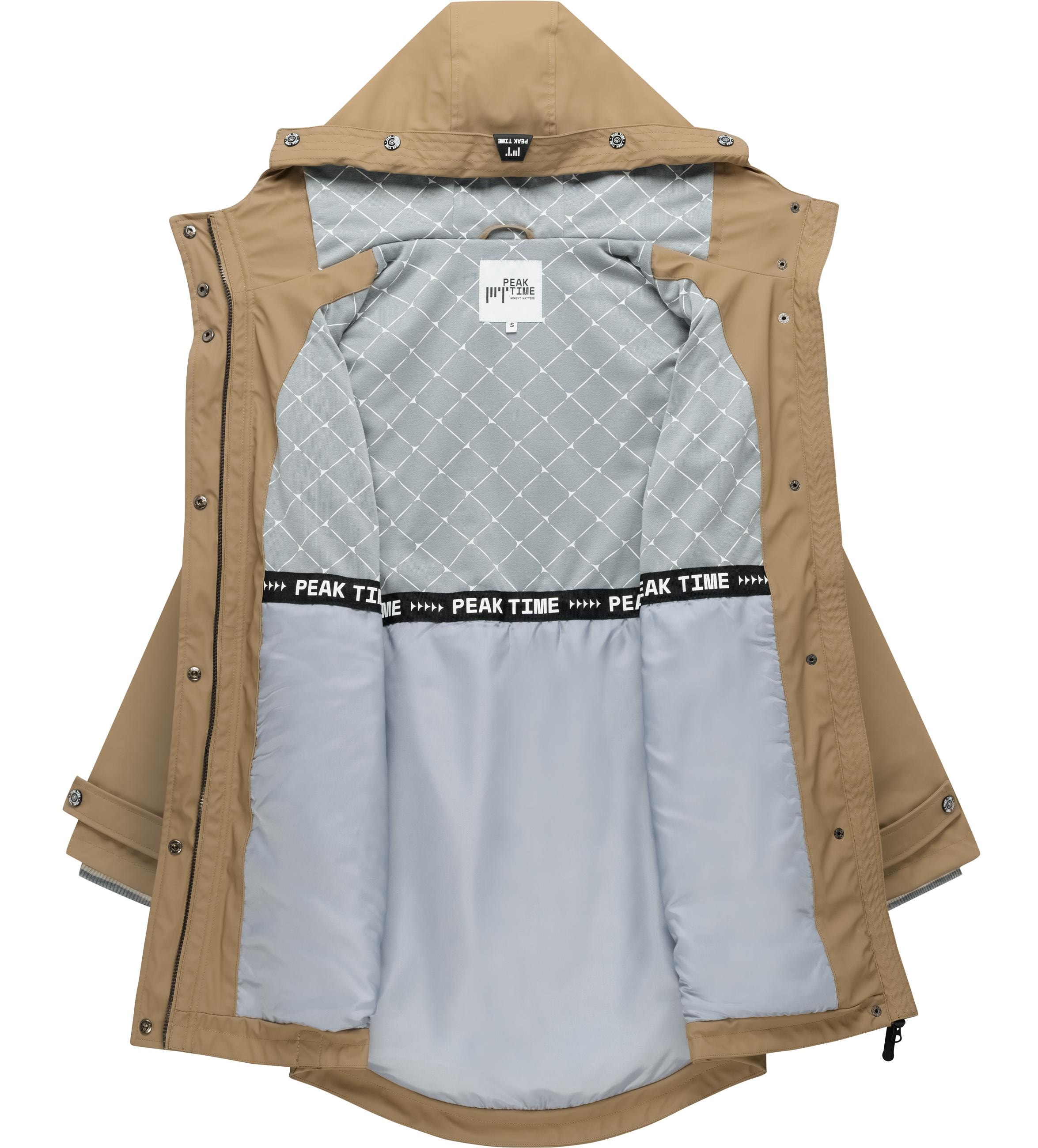 PEAK TIME Regenjacke "L60042" mit Kapuze stylisch taillierter Regenmantel für Damen