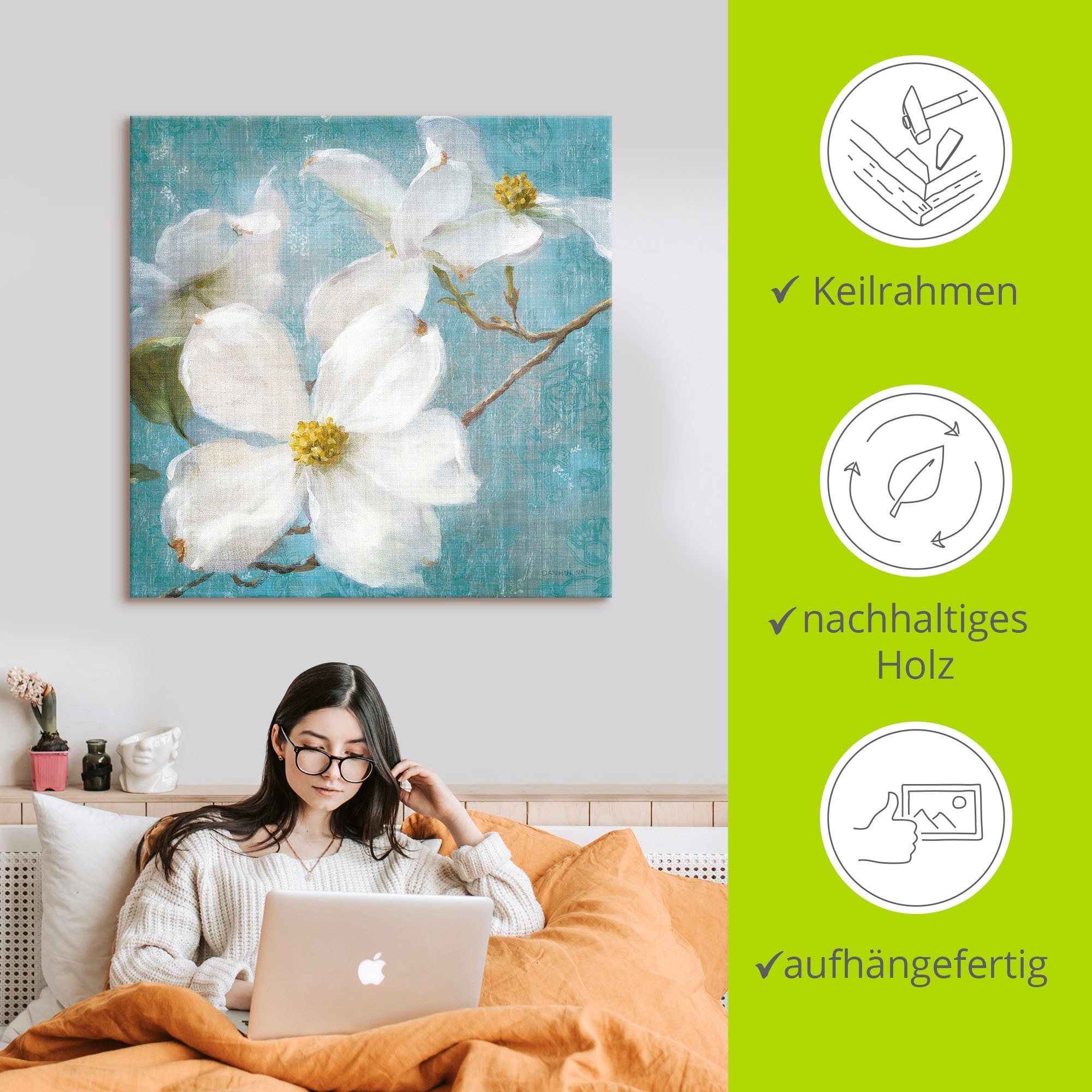 Artland Wandbild »Vintage Blüte I«, Blumen, (1 St.), als Leinwandbild, Poster, Wandaufkleber in verschied. Größen