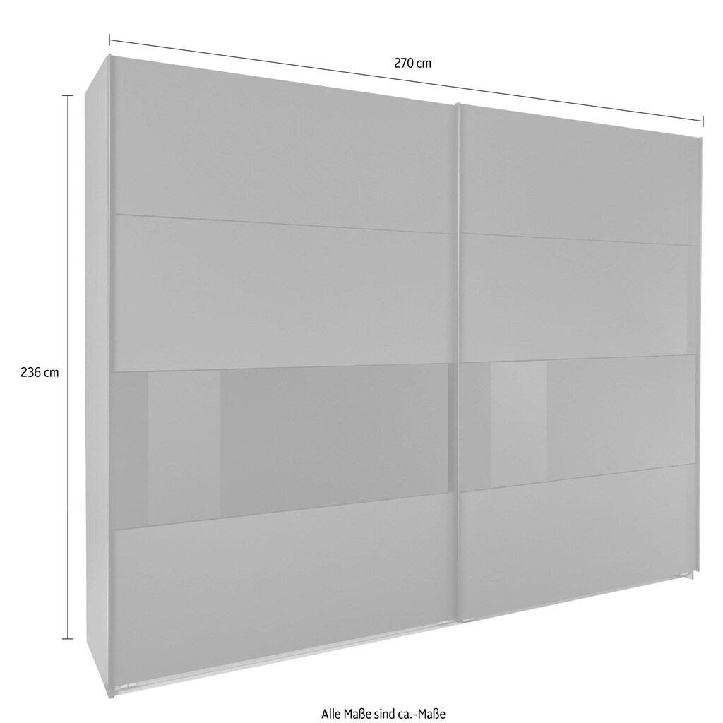 Wimex Schwebetürenschrank »Bramfeld«, mit Glaselementen und zusätzlichen Einlegeböden