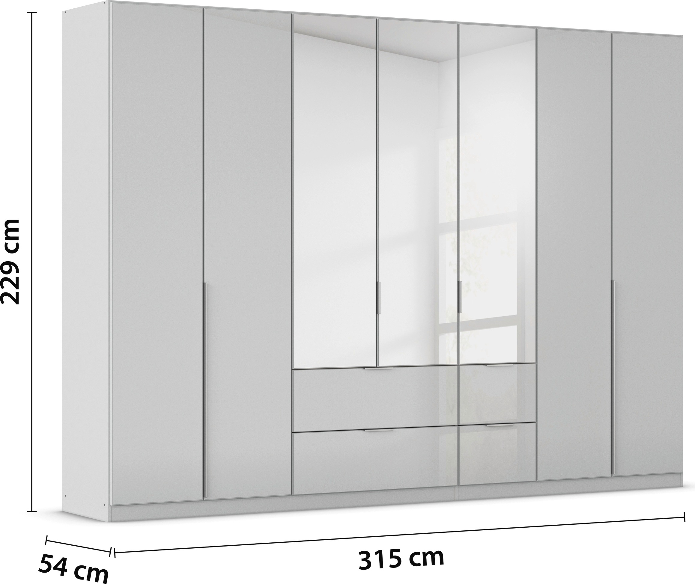 rauch Drehtürenschrank »Kleiderschrank Kleiderschränke Schrank Garderobe AGORDO mit Glasfront«, mit Außenschubkästen, in 6 Breiten und 2 Höhen MADE IN GERMANY