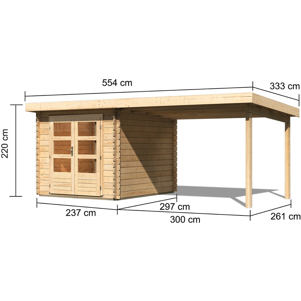 Karibu Gartenhaus »Schloßsee 4«, mit Anbaudach