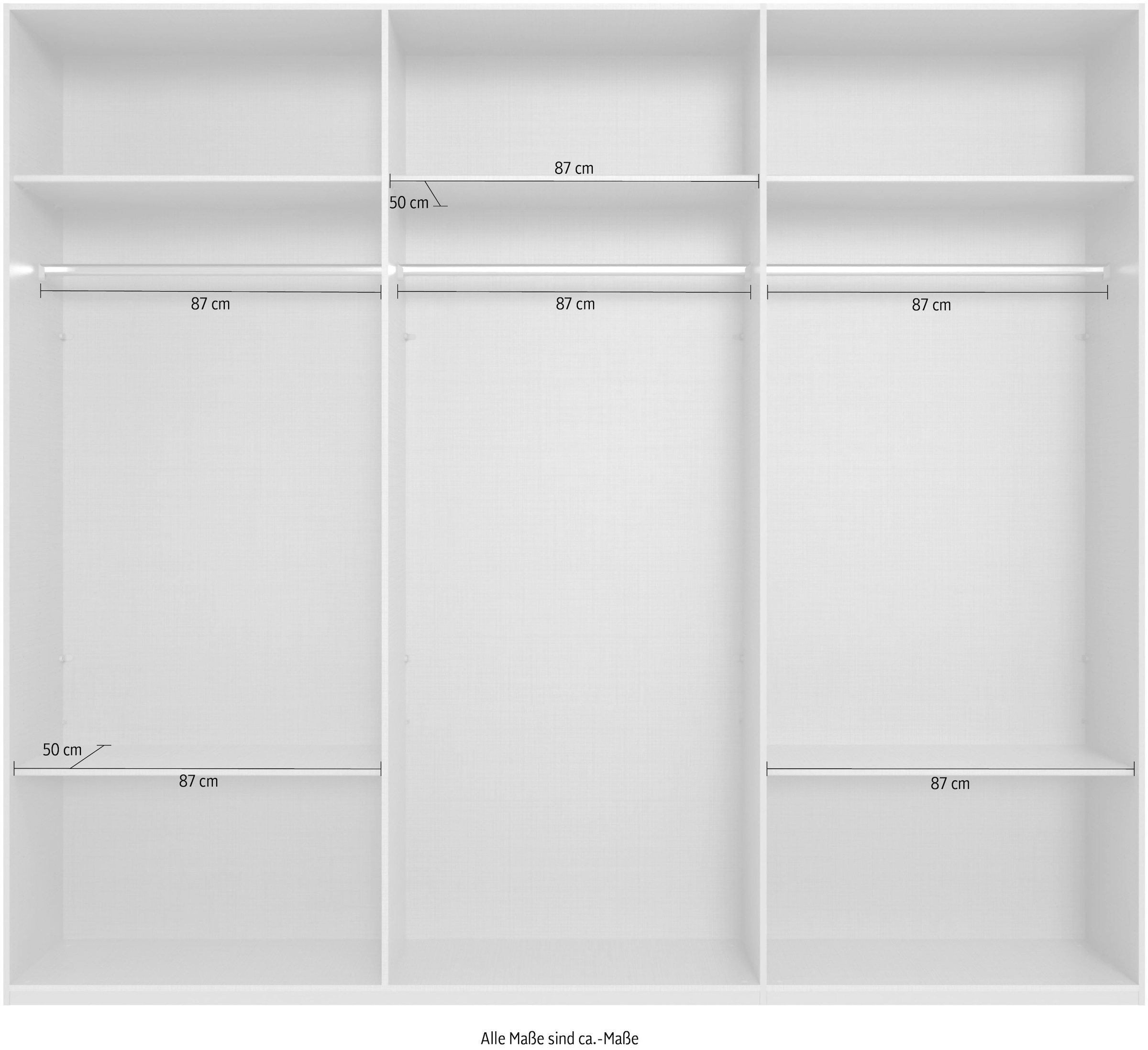Wimex Kleiderschrank »Mugano, in 5 Breiten und 2 Höhen, Made in Germany«, (in Basic oder Premium Ausstattung mit 2 weiteren Einlegeböden), mit langen Griffstangen aus Metall, wahlweise mit oder ohne Spiegel