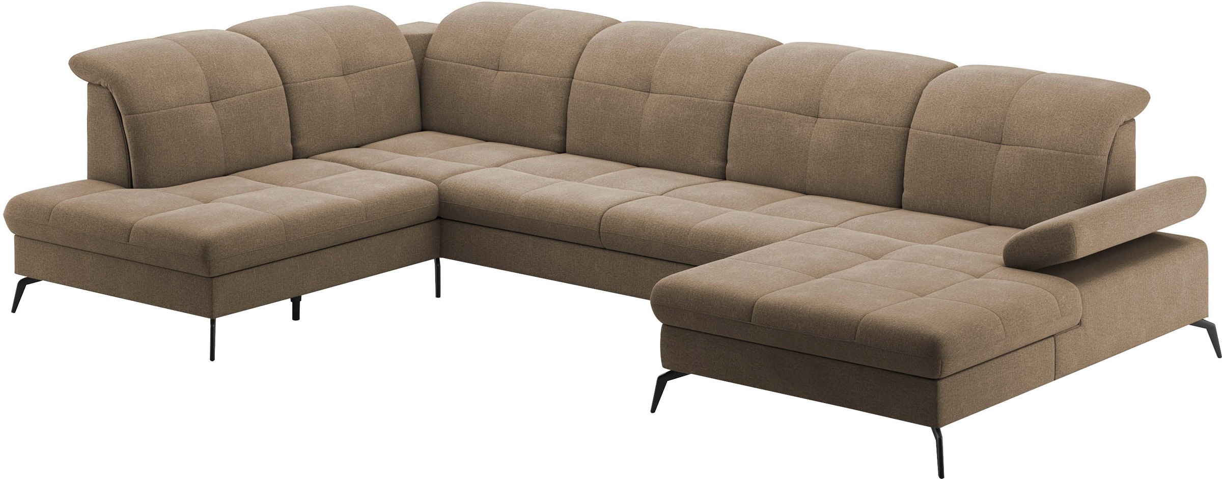 sit&more Wohnlandschaft »Amica, U-Form, inkl. Sitztiefenverstellung und Armteilverstellung«, wahlweise mit Kopfteilverstellung, Bettfunktion und Bettkasten