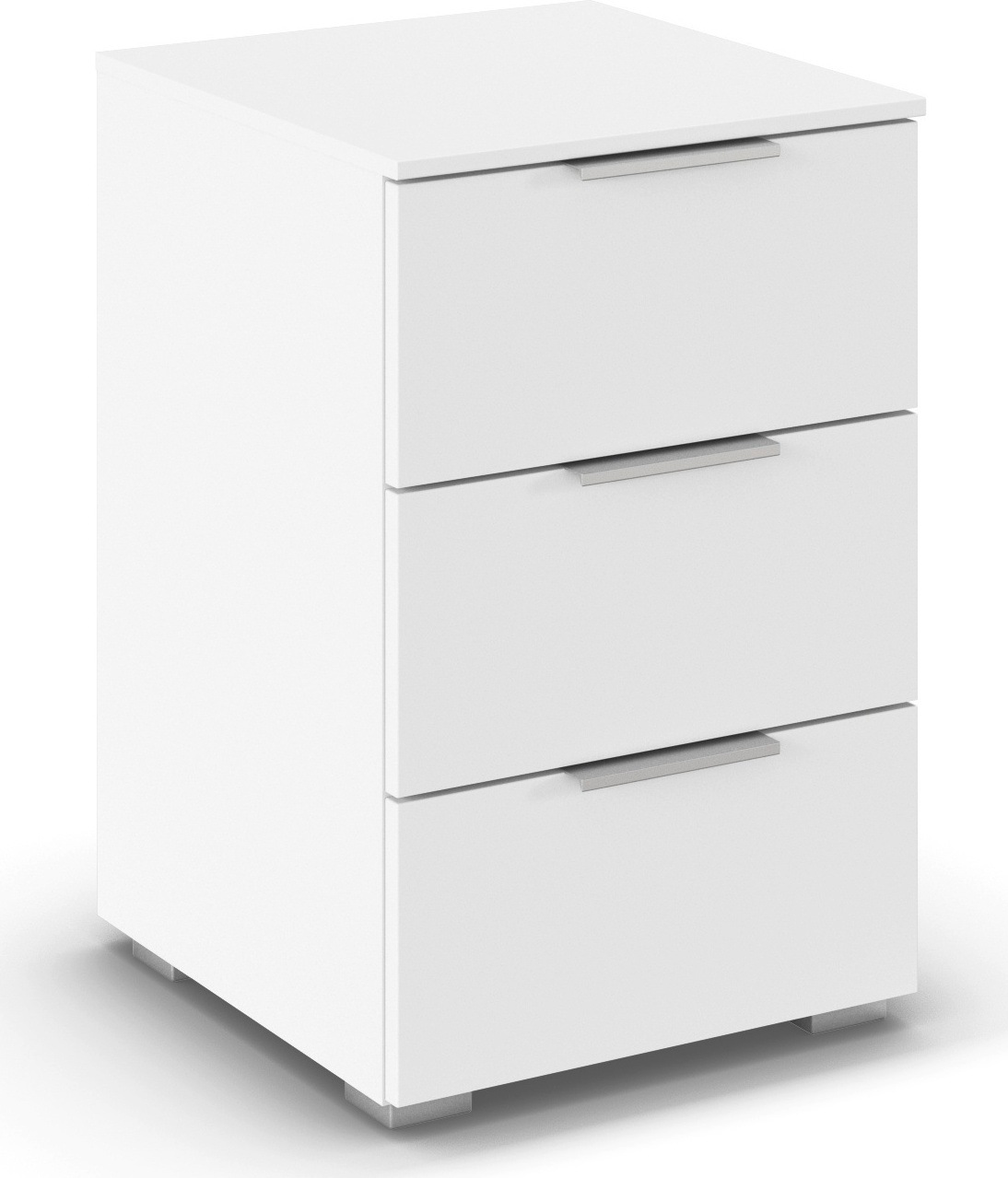 OTTO home Nachtkommode »Nachttisch Nachtschrank Schubladen Sideboard Schubladenkommode ASTANA« Breite 40 cm / Höhe 61 cm,  mit 3 geräumigen Schubladen, Kantengriff in Alufarben MADE IN GERMANY