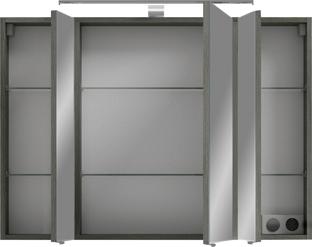 Saphir Badmöbel-Set »6005 Sprint 3-teilig, Keramik-Waschtisch mit LED-Spiegelschrank«, (4 St.), Midischrank, inkl. Türdämpfer, 4 Türen, 4 Schubladen, Bad-Set