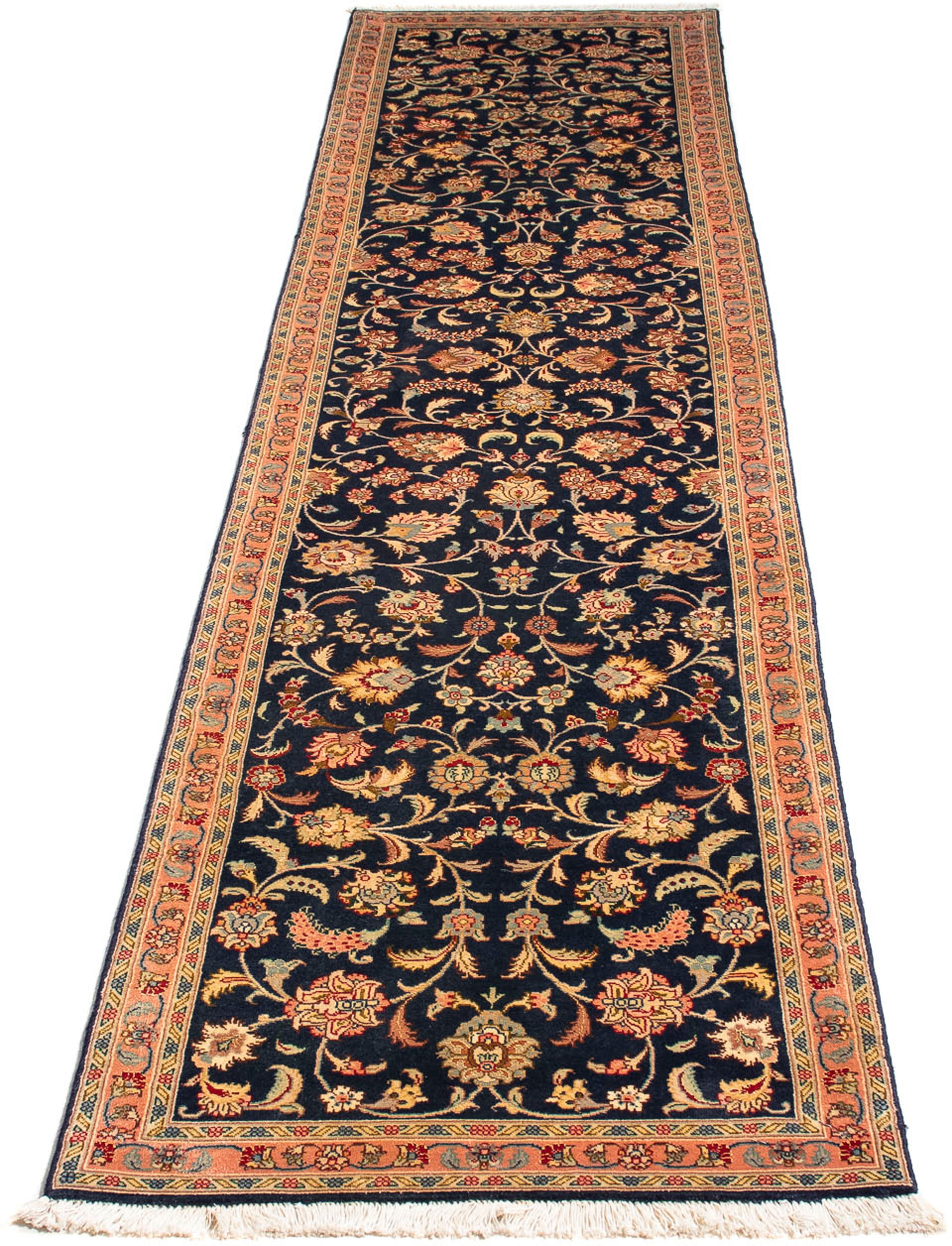 morgenland Orientteppich "Perser - Täbriz - Royal - 292 x 66 cm - dunkelblau", rechteckig, Wohnzimmer, Handgeknüpft, Ein