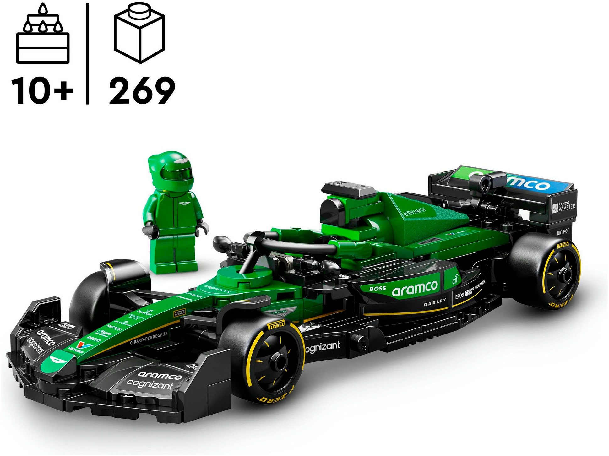 LEGO® Konstruktionsspielsteine »Aston Martin Aramco F1® AMR24 Rennauto (77245), LEGO® Speed Champions«, (269 St.), Made in Europe