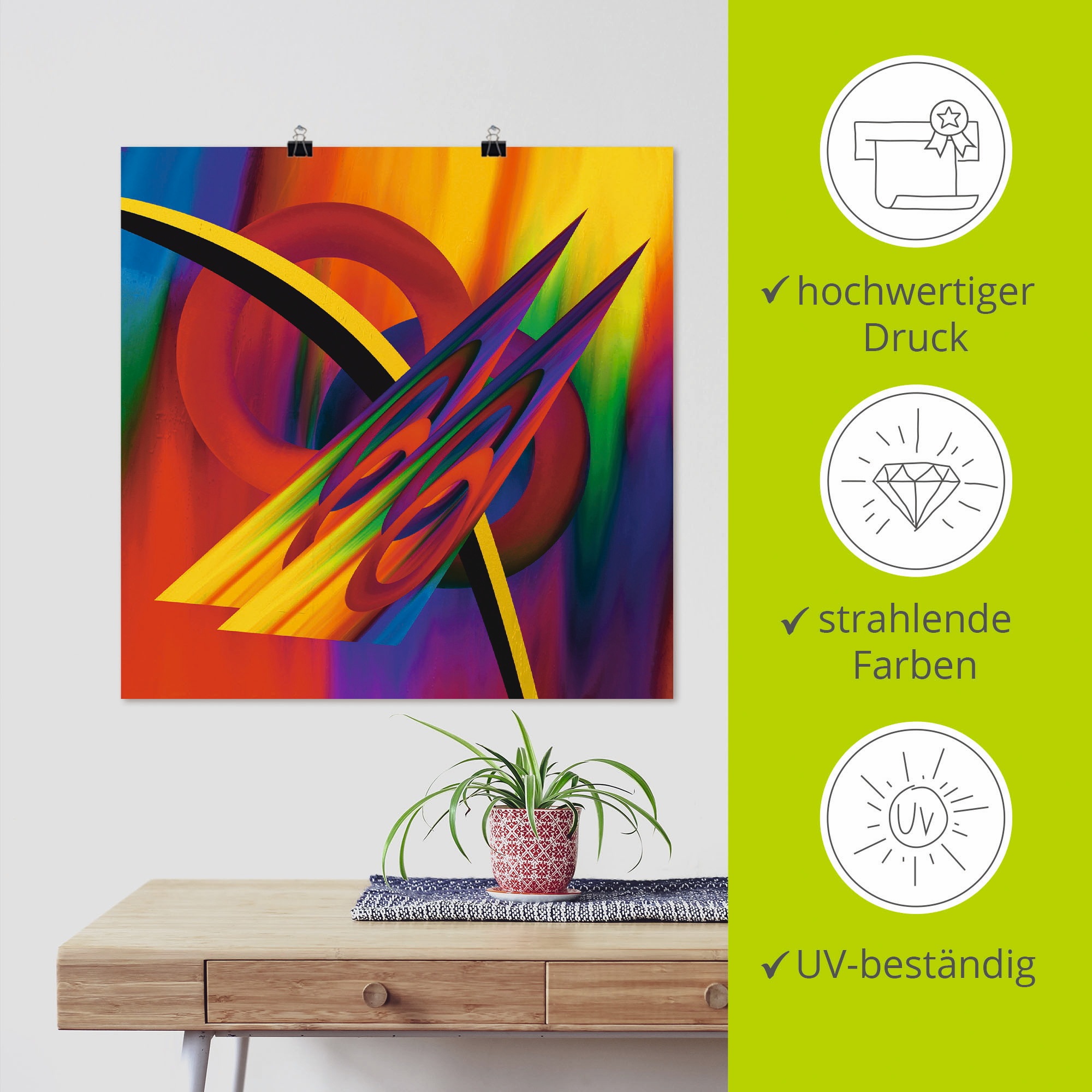 Artland Poster »Modern Bunt«, Muster, (1 St.), als Alubild, Leinwandbild, Wandaufkleber oder Poster in versch. Größen