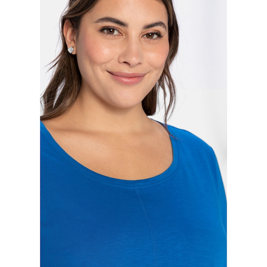 Damenmode Shirts & Sweatshirts Sheego 3/4-Arm-Shirt »3/4-Arm-Shirt«, mit Tunnelzug im Saum blau Damenmode Shirts & Sweatshirts Sheego 3/4-Arm-Shirt »3/4-Arm-Shirt«, mit Tunnelzug im Saum blau